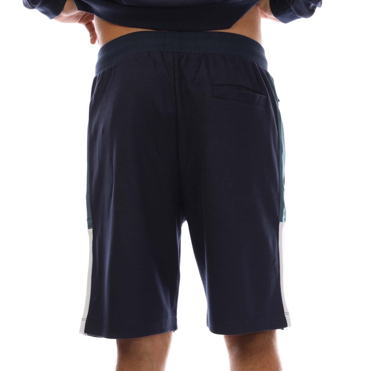 Navy - Lyle and Scott - Fly Fleece Colour Block Shorts - 2