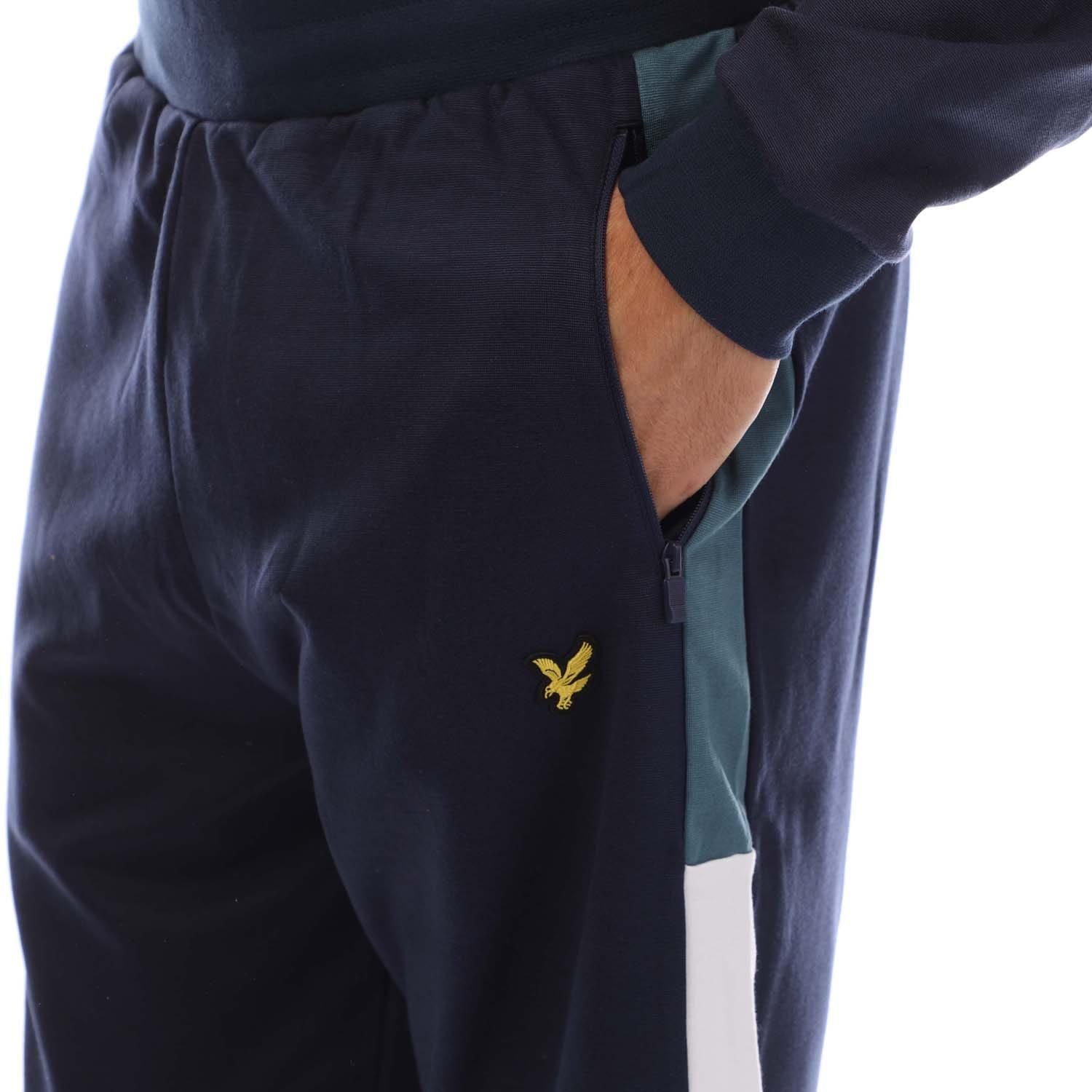 Navy - Lyle and Scott - Fly Fleece Colour Block Shorts - 3