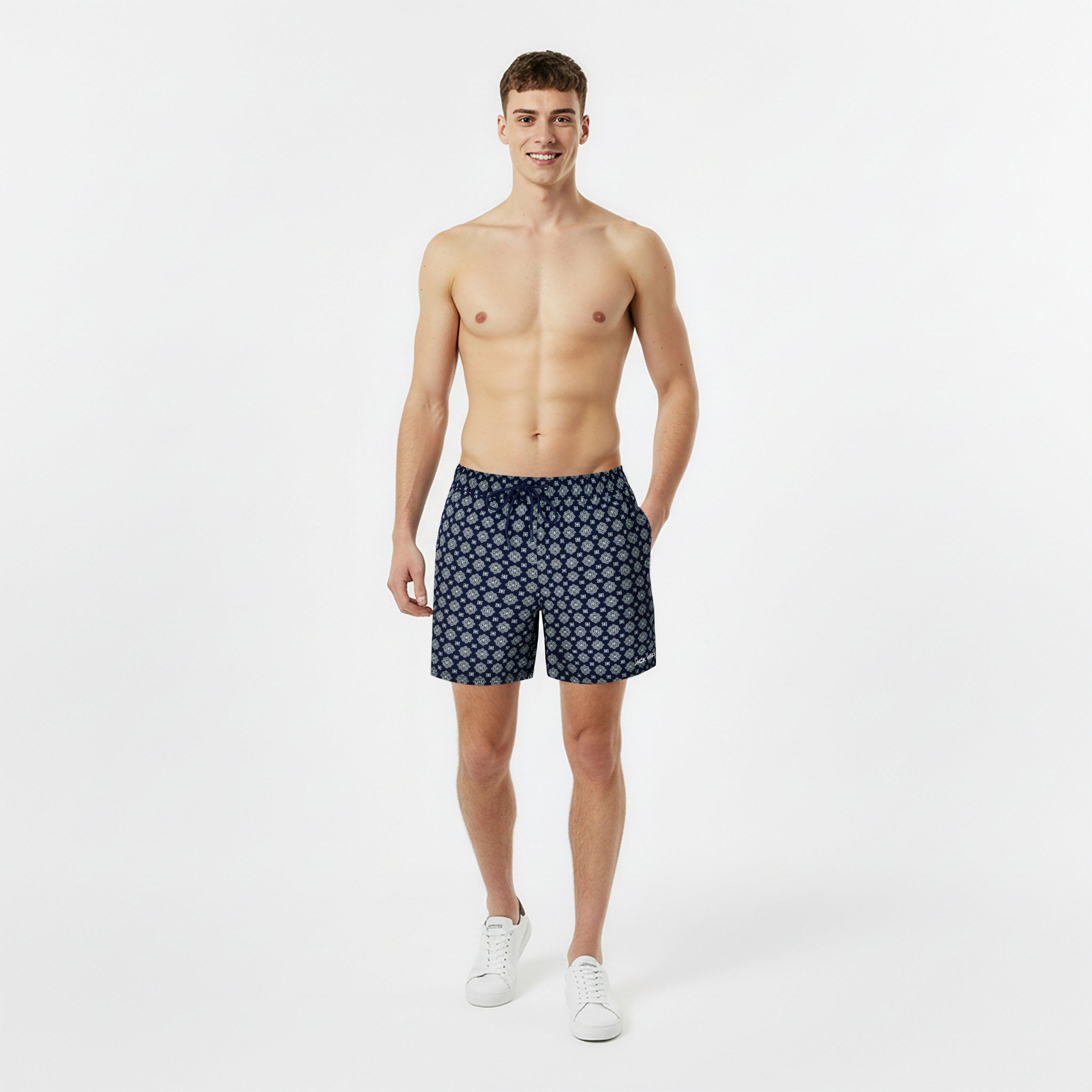 Navy - Jack Wills - Baroque Swim Shorts - 5