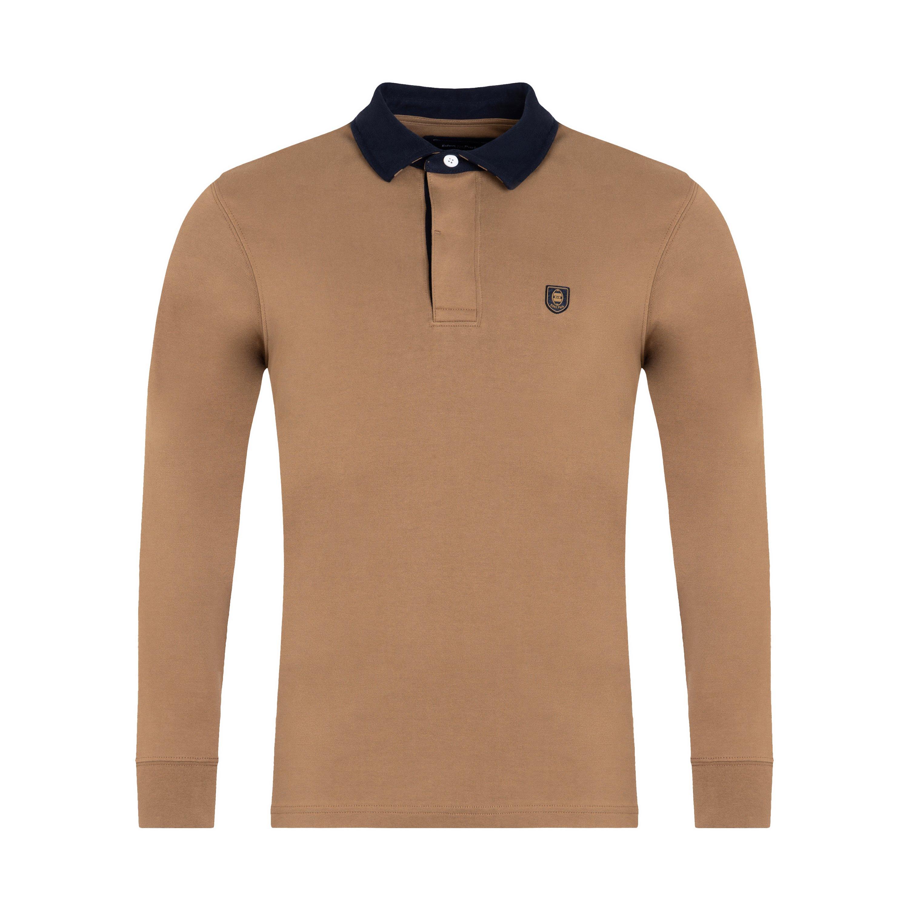 Dark beige long-sleeved rugby shirt