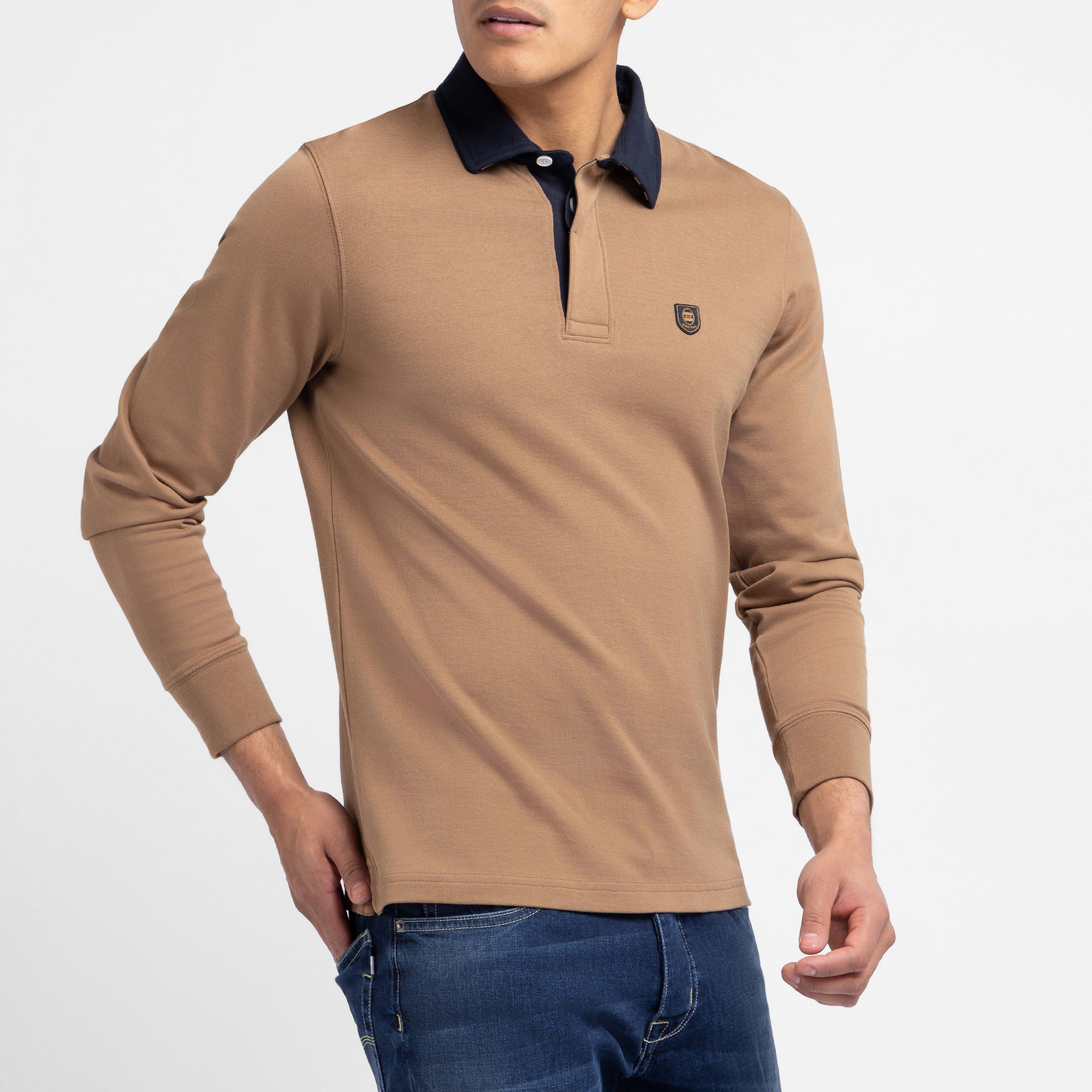 Bef4 - Eden Park - Dark beige long-sleeved rugby shirt - 2