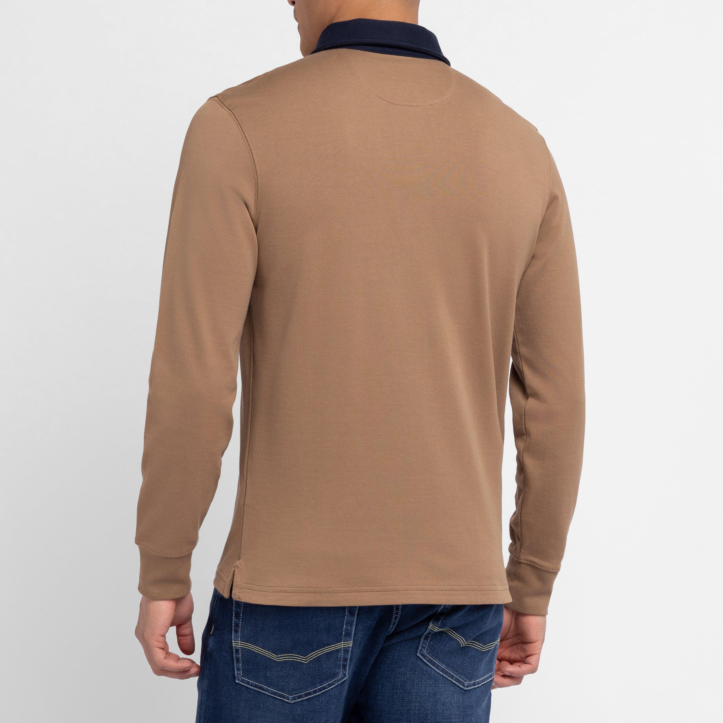 Bef4 - Eden Park - Dark beige long-sleeved rugby shirt - 3