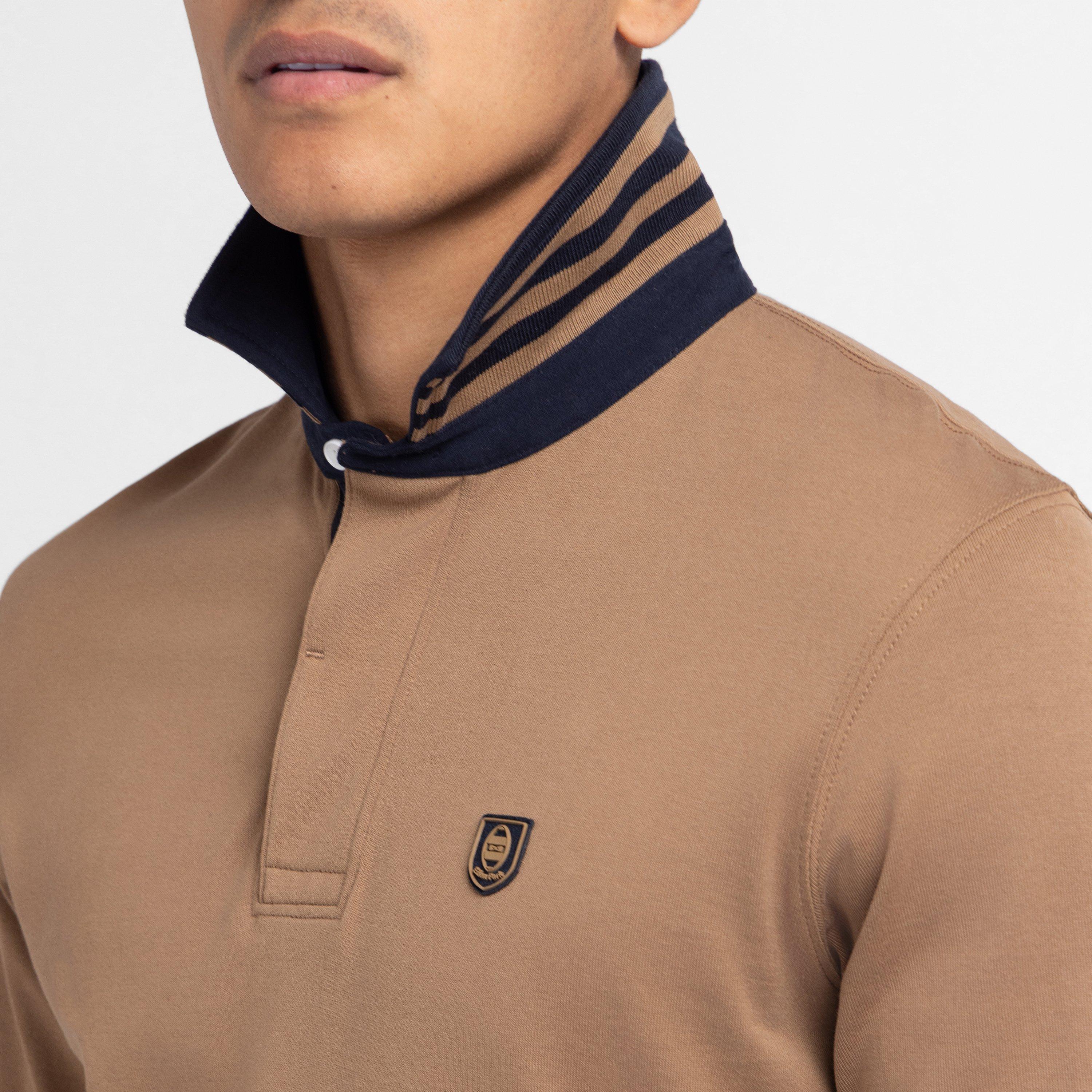 Bef4 - Eden Park - Dark beige long-sleeved rugby shirt - 4