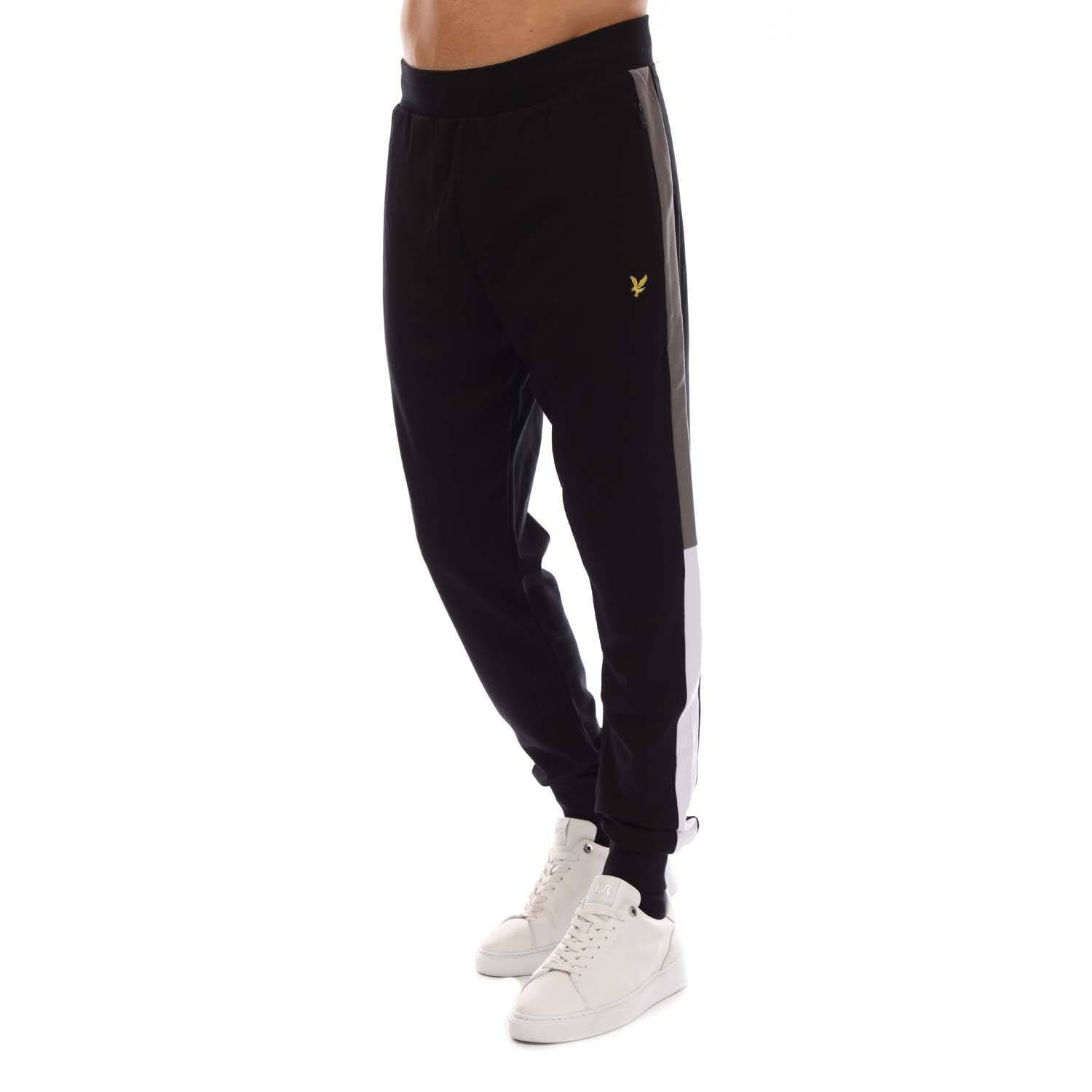 Black - Lyle and Scott - Fly Fleece Colour Block Tracksuit Bottoms - 1
