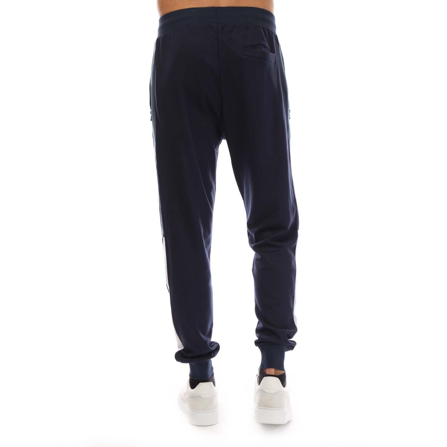 Navy - Lyle and Scott - Fly Fleece Colour Block Tracksuit Bottoms - 2