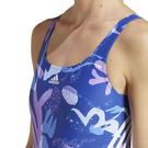 SLBleu/Blanc - adidas - Floral 3-Stripes Swimsuit Womens - 5