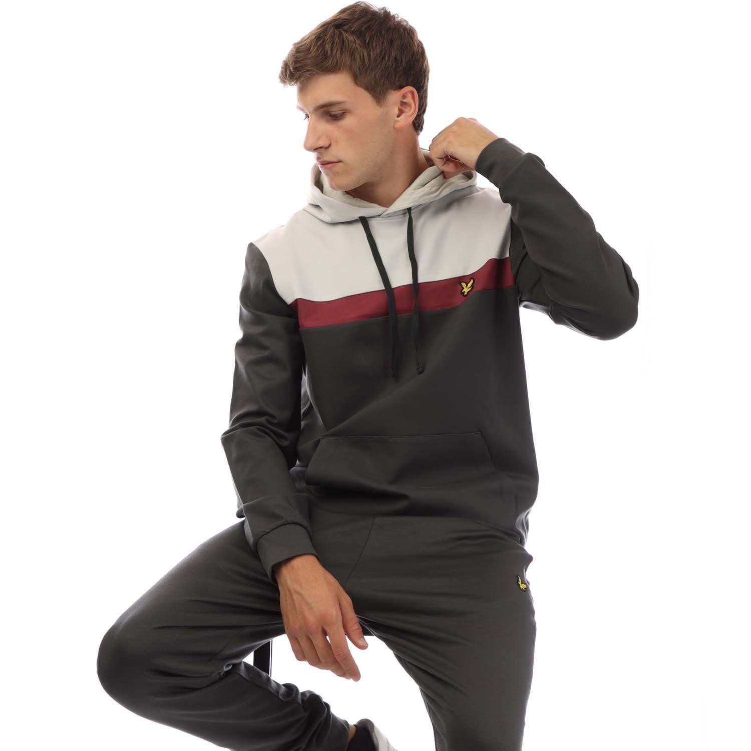 Grey - Lyle and Scott - Fly Fleece Colour Block Hoodie - 4