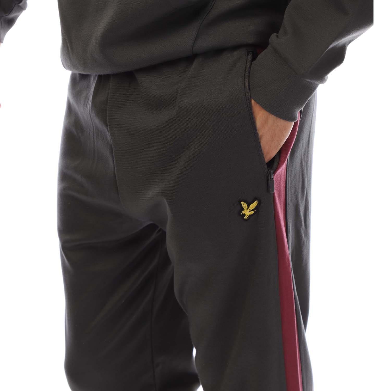 Grey - Lyle and Scott - Fly Fleece Colour Block Tracksuit Bottoms - 3