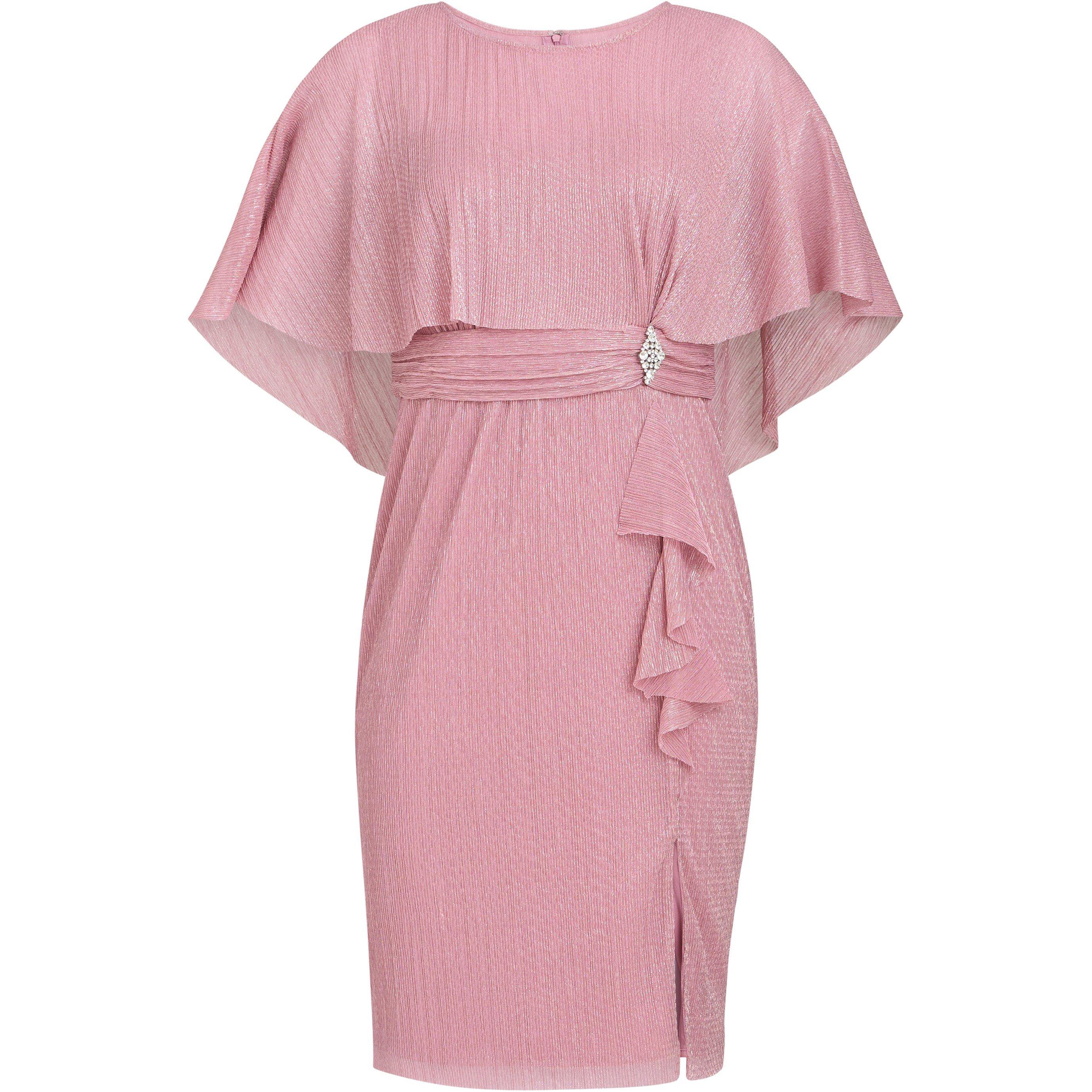 Gina Bacconi Women's Sonya Pleated Dress With Brooch - Rose - 18
