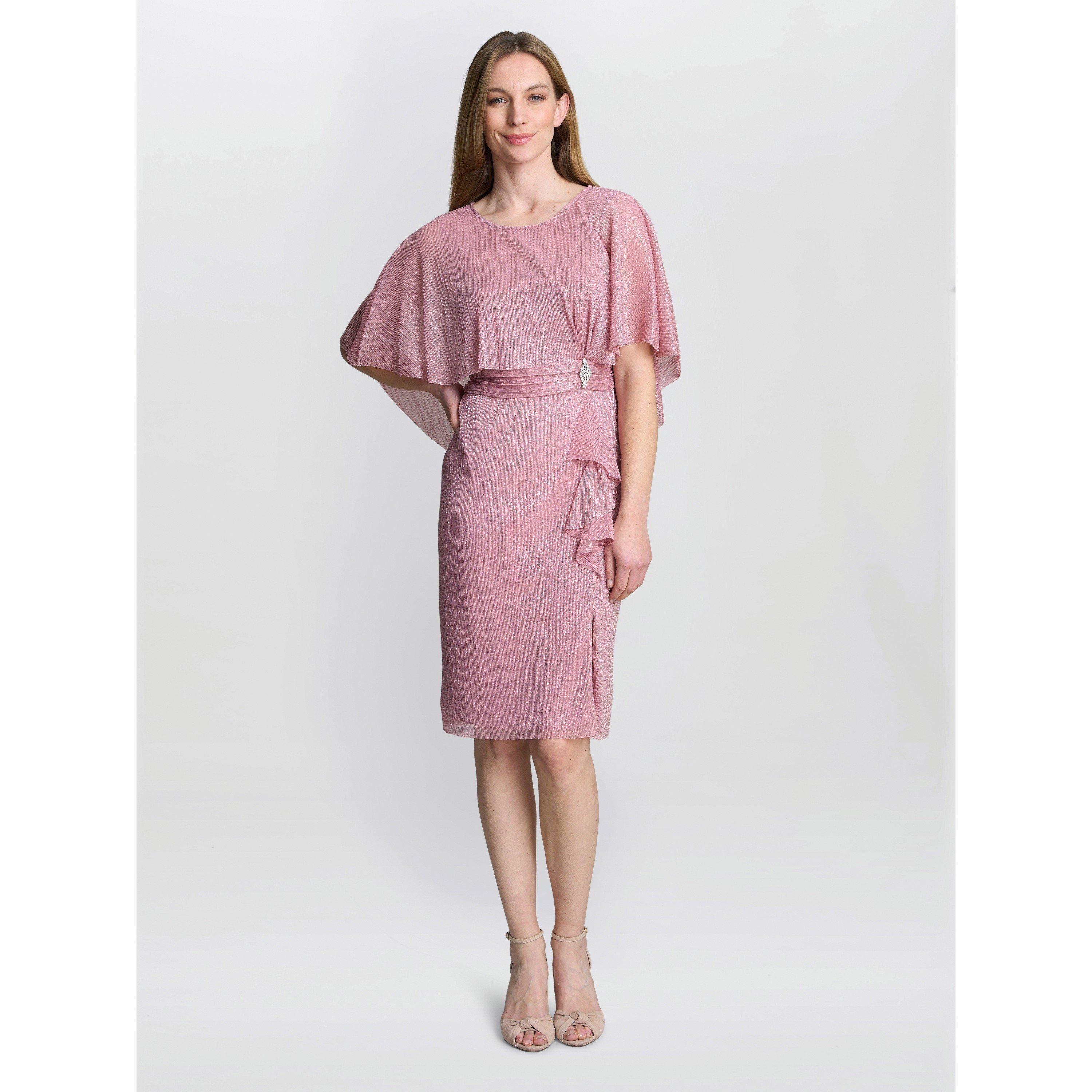 Rose - Gina Bacconi - Sonya Pleated Dress With Brooch - 2