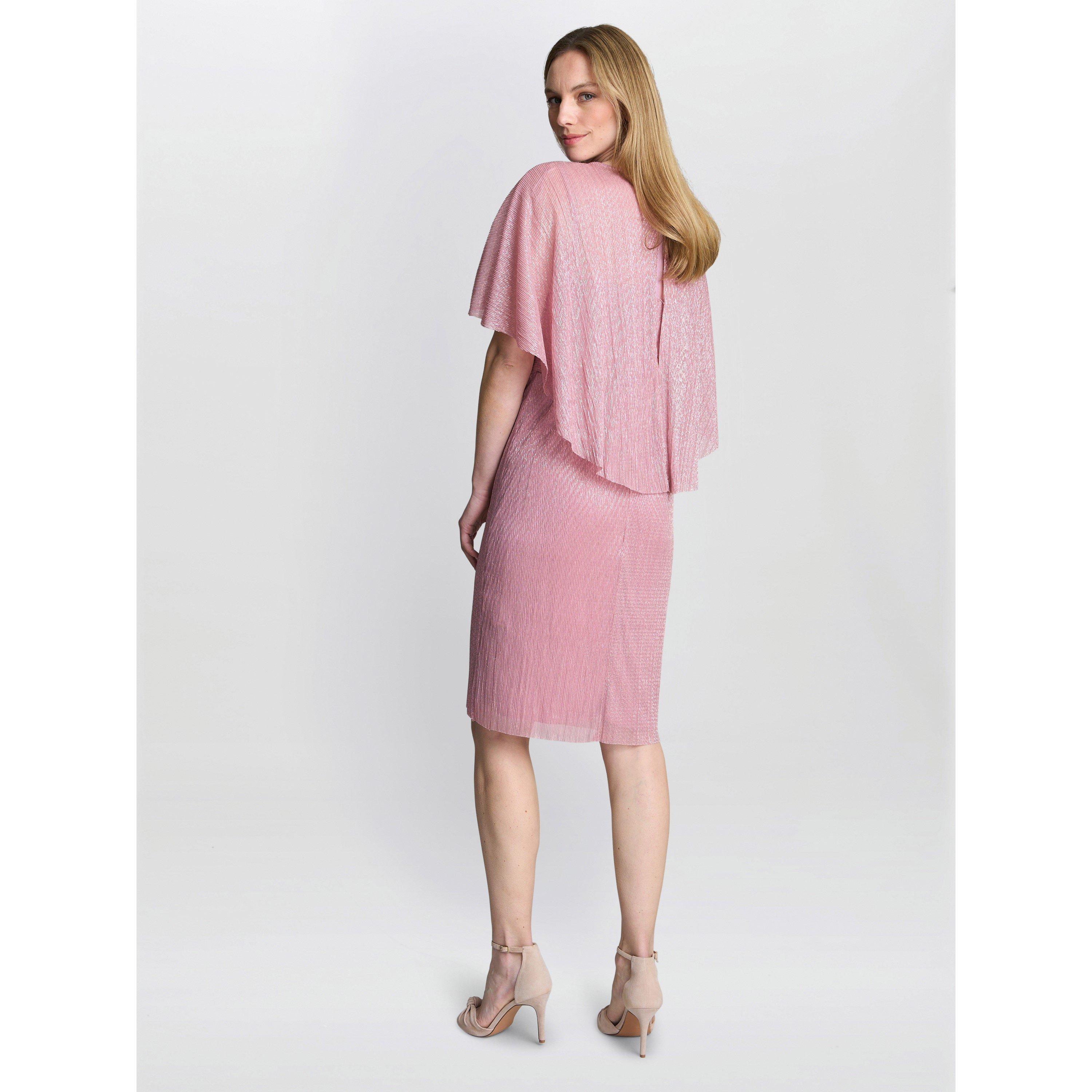 Rose - Gina Bacconi - Sonya Pleated Dress With Brooch - 3