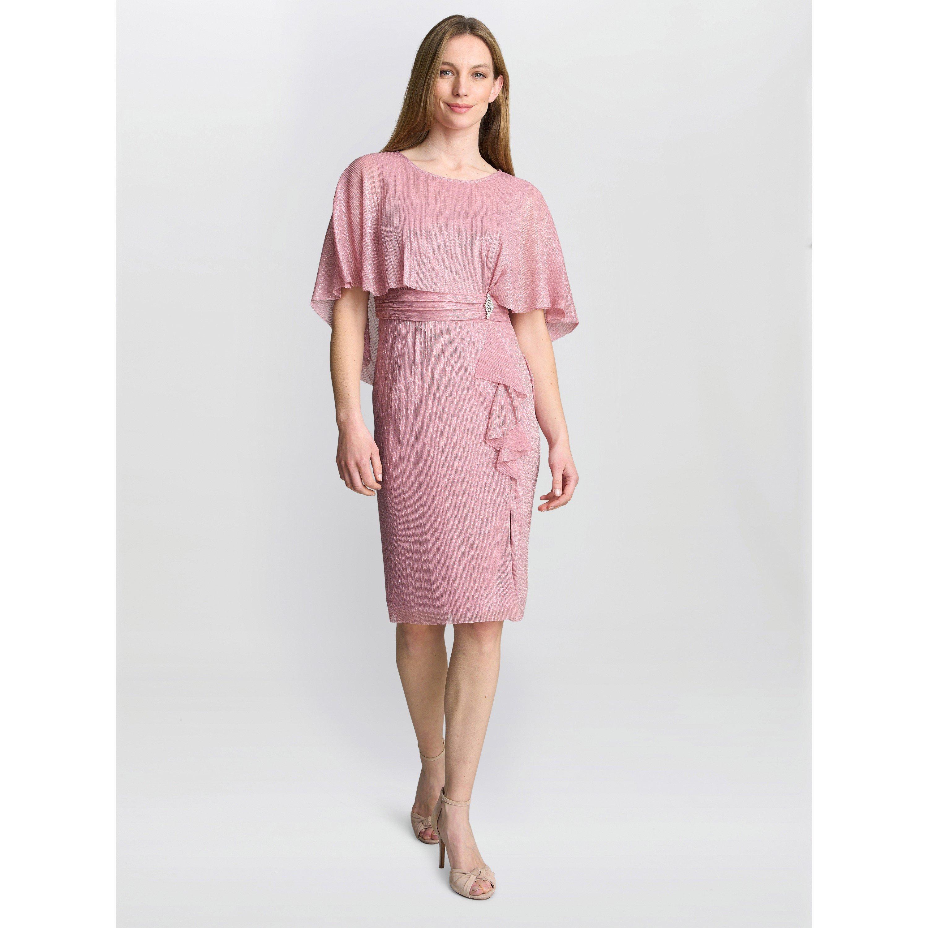 Rose - Gina Bacconi - Sonya Pleated Dress With Brooch - 4