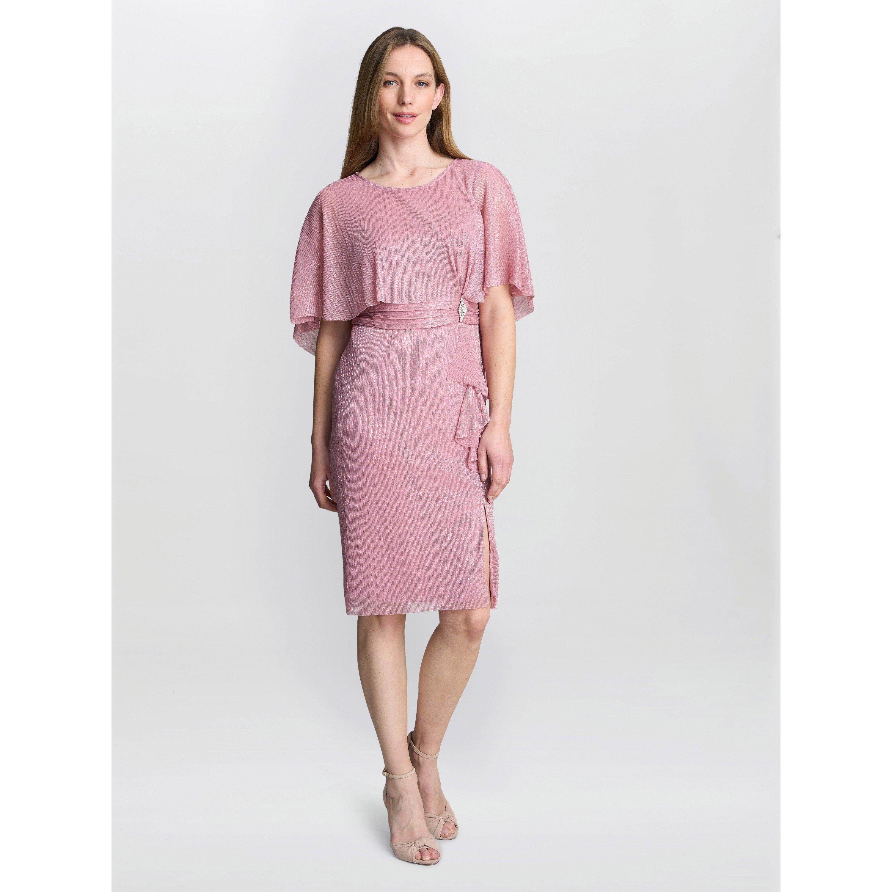 Rose - Gina Bacconi - Sonya Pleated Dress With Brooch - 6