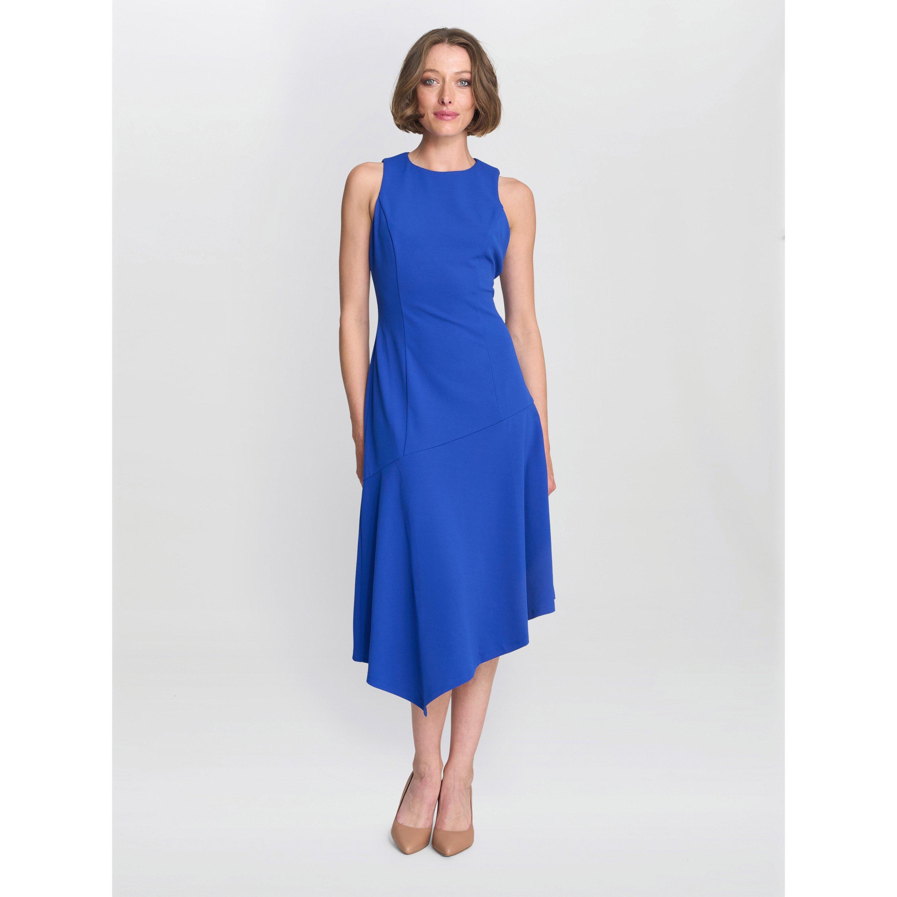 Blue - Gina Bacconi - MAUREEN FIT AND FLARE CREPE MIDI DRESS - 2