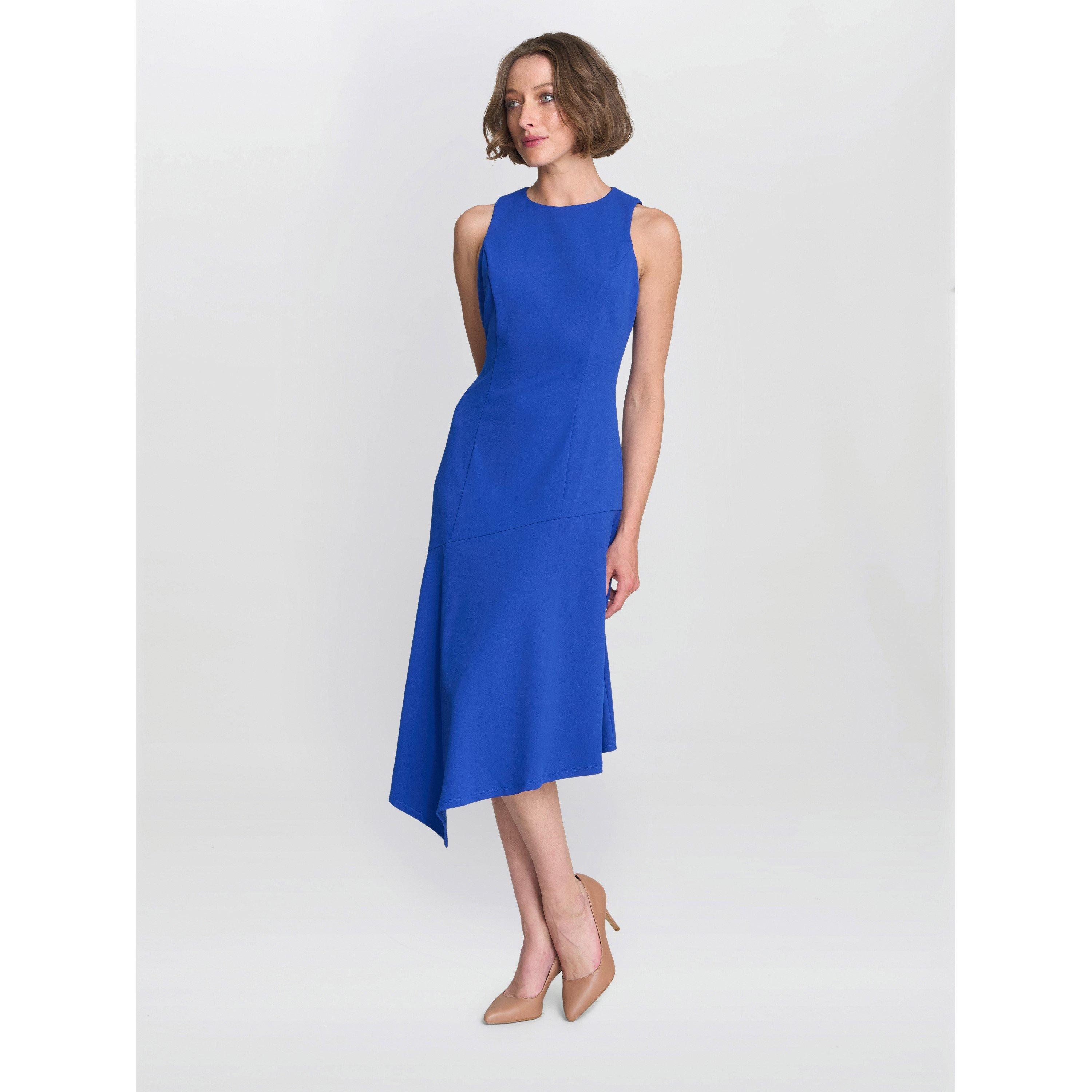 Blue - Gina Bacconi - MAUREEN FIT AND FLARE CREPE MIDI DRESS - 4
