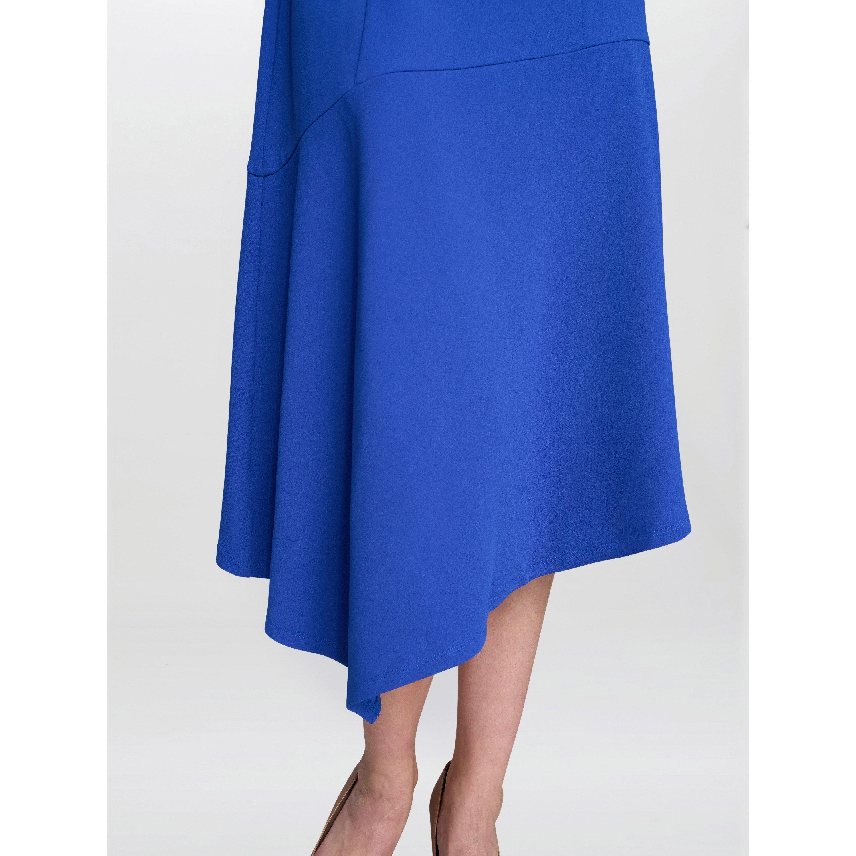 Blue - Gina Bacconi - MAUREEN FIT AND FLARE CREPE MIDI DRESS - 5