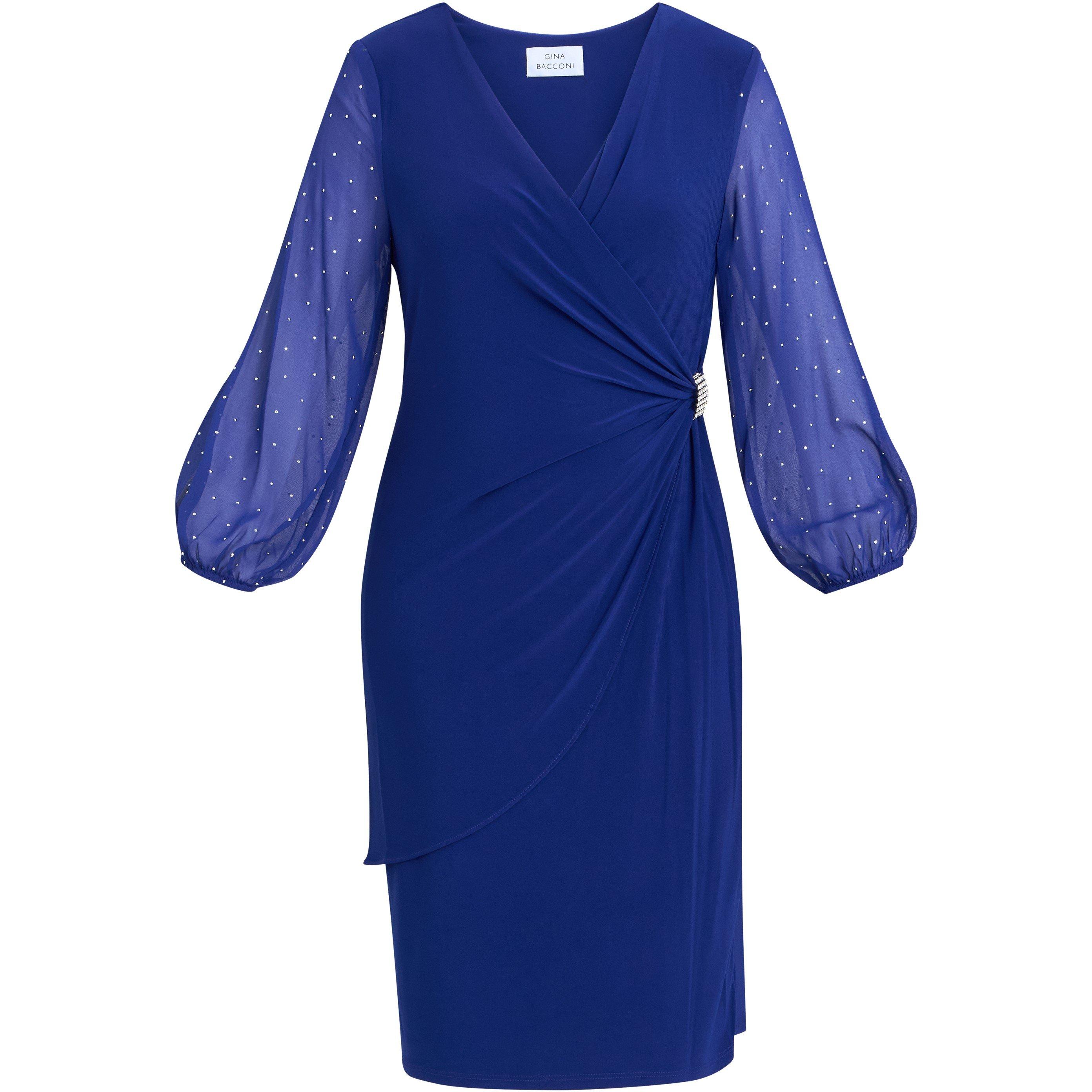 Royal - Gina Bacconi - ELAINE WRAP DRESS WITH STUD SLEEVE - 1