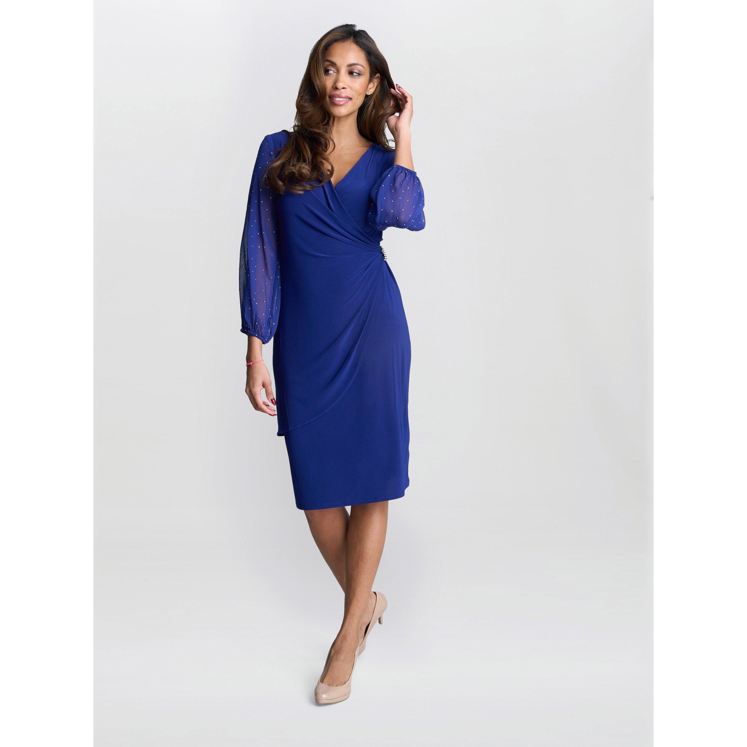 Royal - Gina Bacconi - ELAINE WRAP DRESS WITH STUD SLEEVE - 4