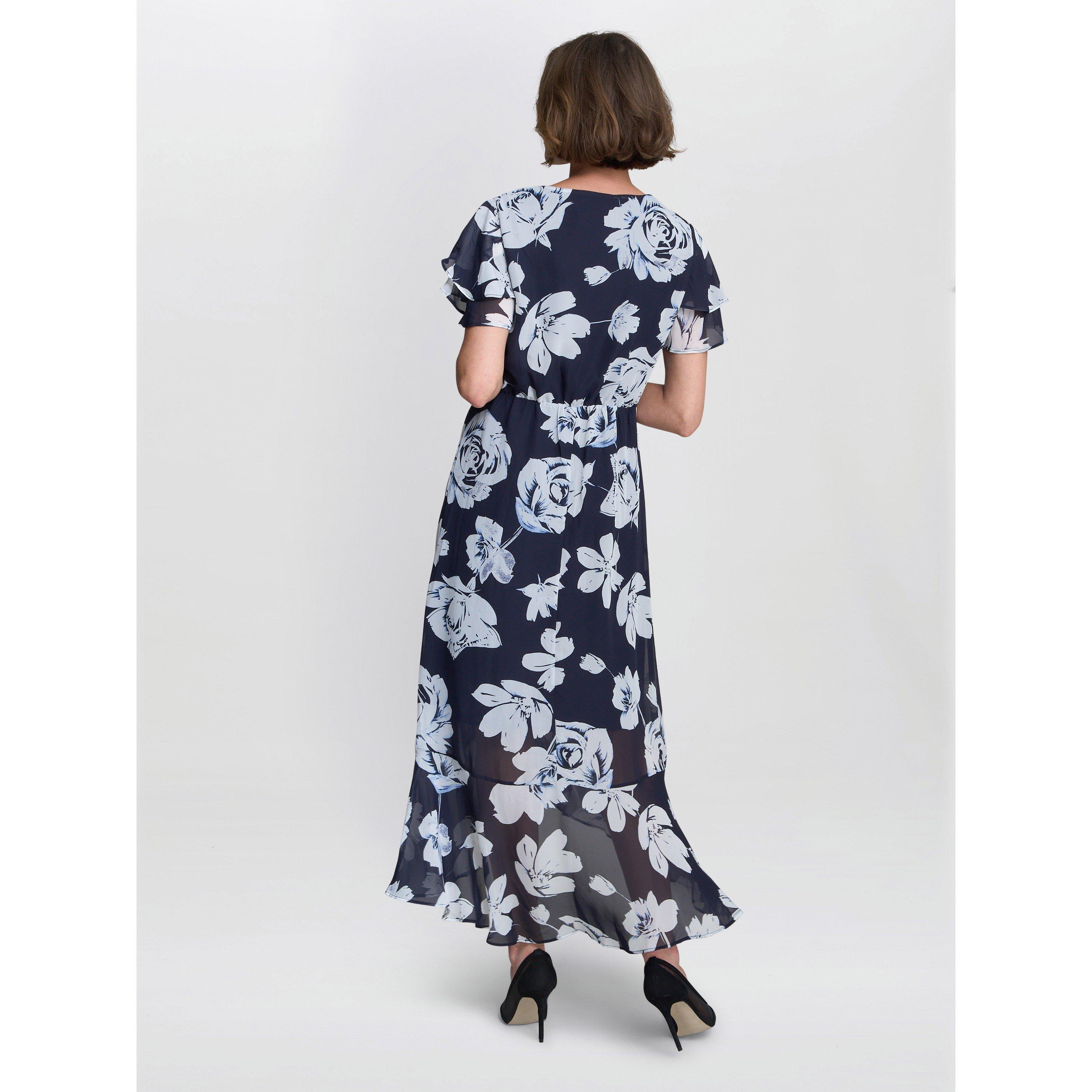 Navy / Multi - Gina Bacconi - TERESA FLORAL CHIFFON DRESS - 3