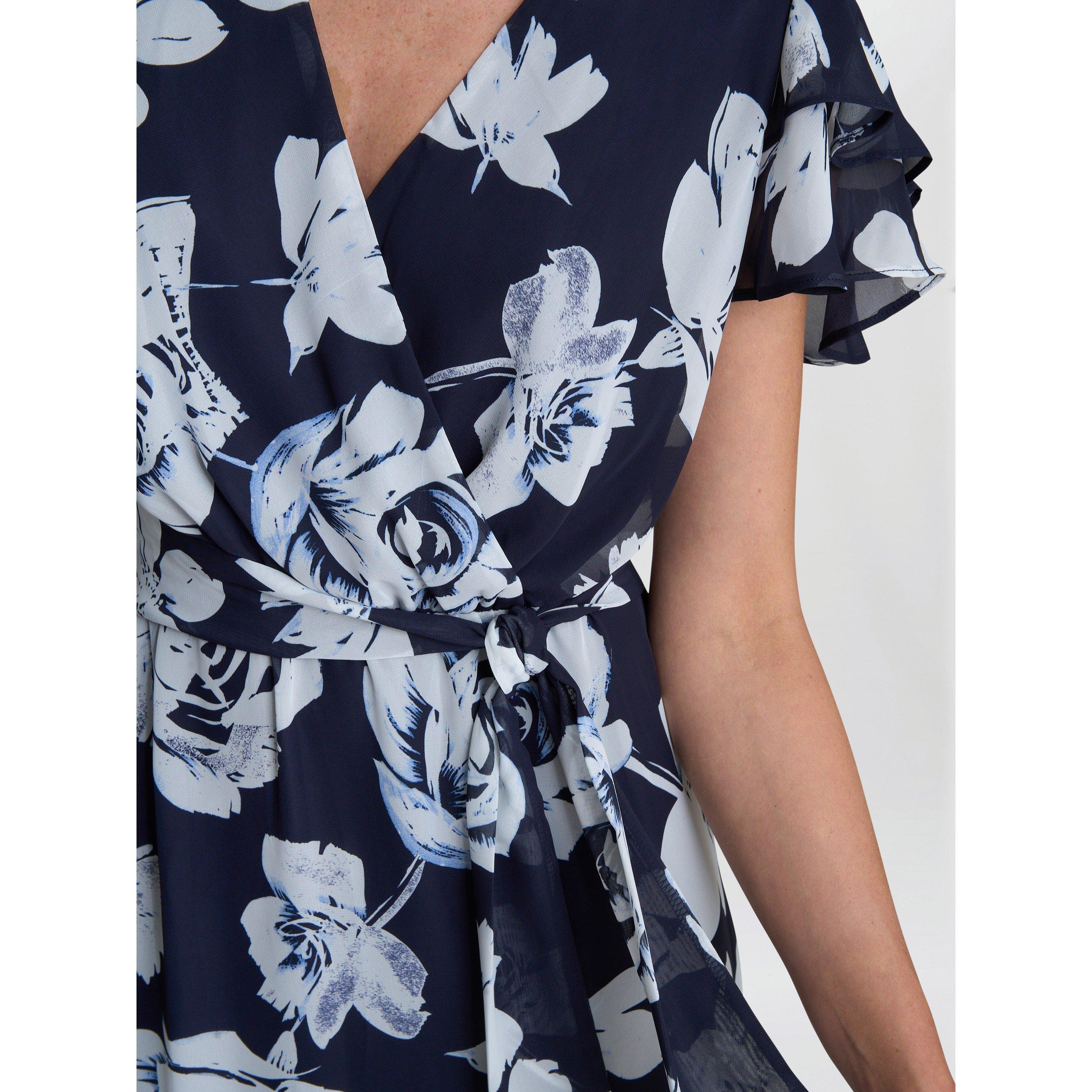 Navy / Multi - Gina Bacconi - TERESA FLORAL CHIFFON DRESS - 5