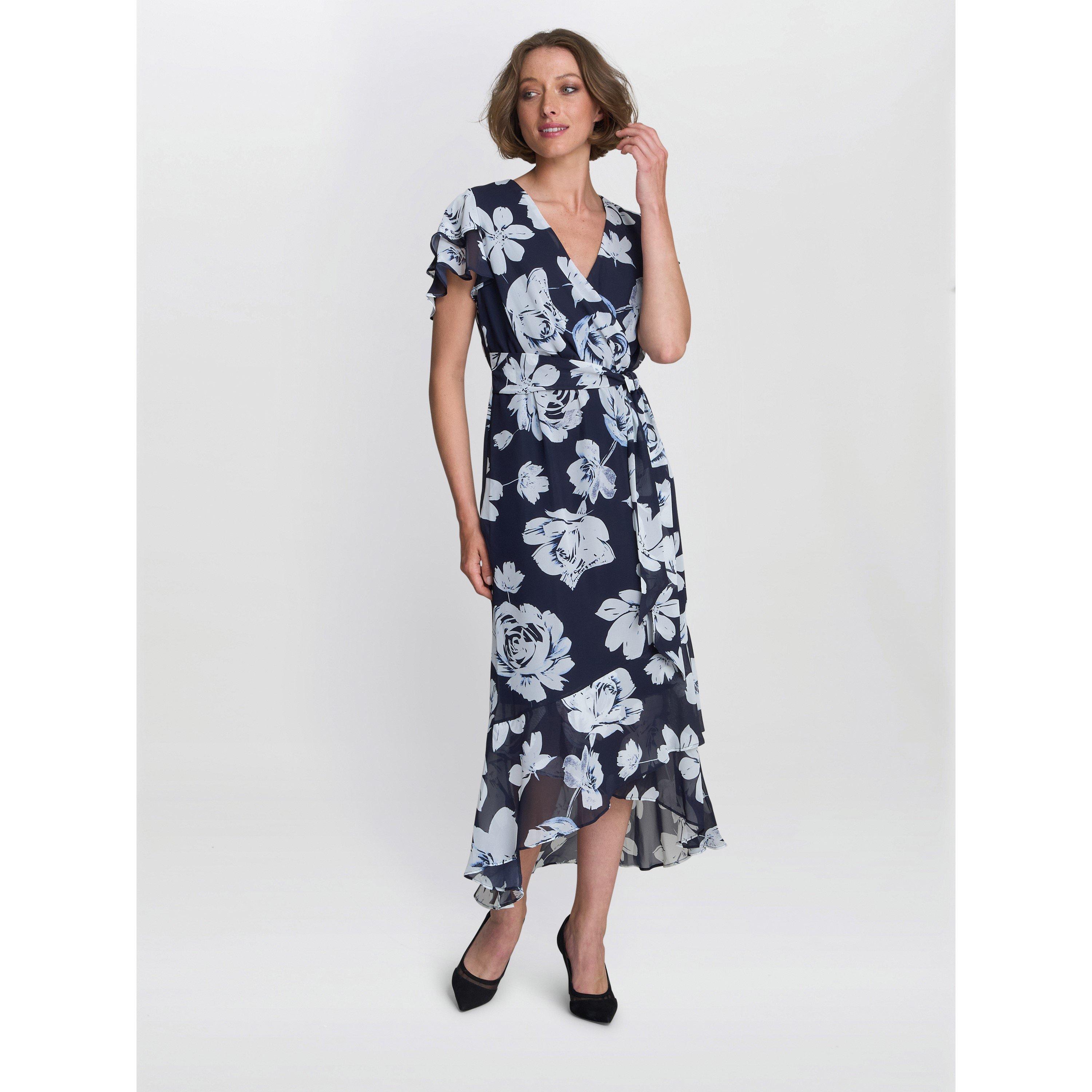 Navy / Multi - Gina Bacconi - TERESA FLORAL CHIFFON DRESS - 6