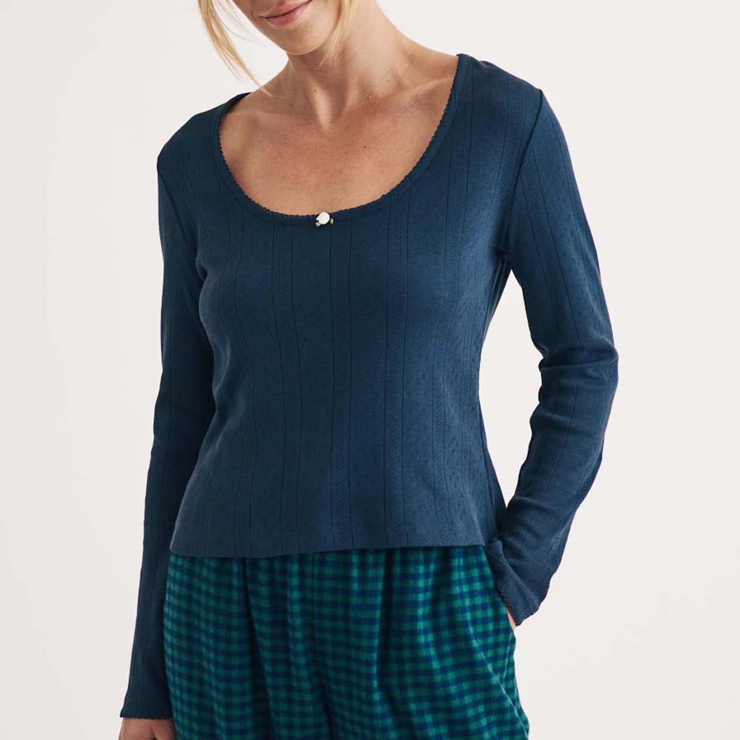 Blue - Nobodys Child - Pointelle Long Sleeve Pyjama Top - 1