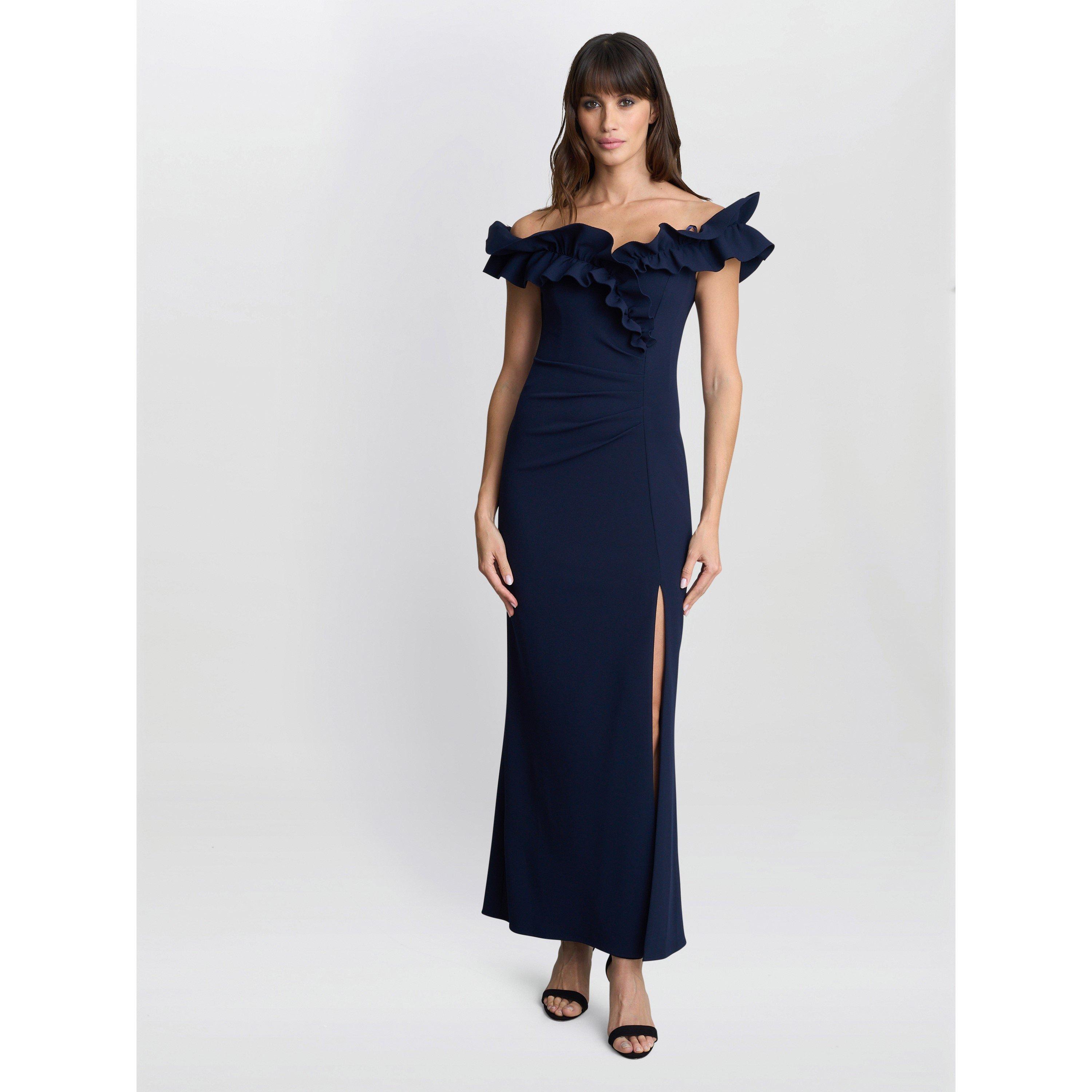 Navy - Gina Bacconi - VIOLA RUFFLE TOP MAXI DRESS - 2
