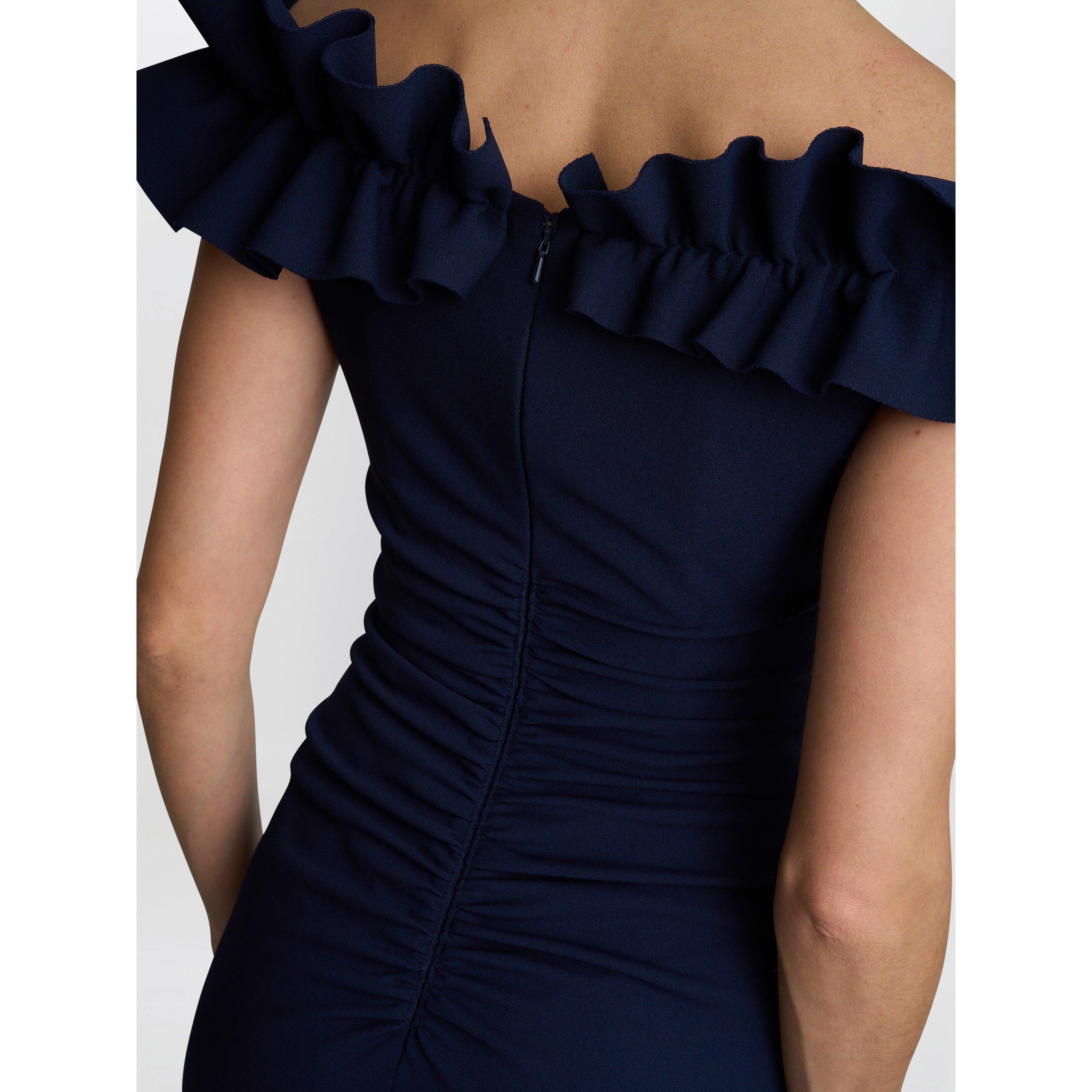 Navy - Gina Bacconi - VIOLA RUFFLE TOP MAXI DRESS - 6