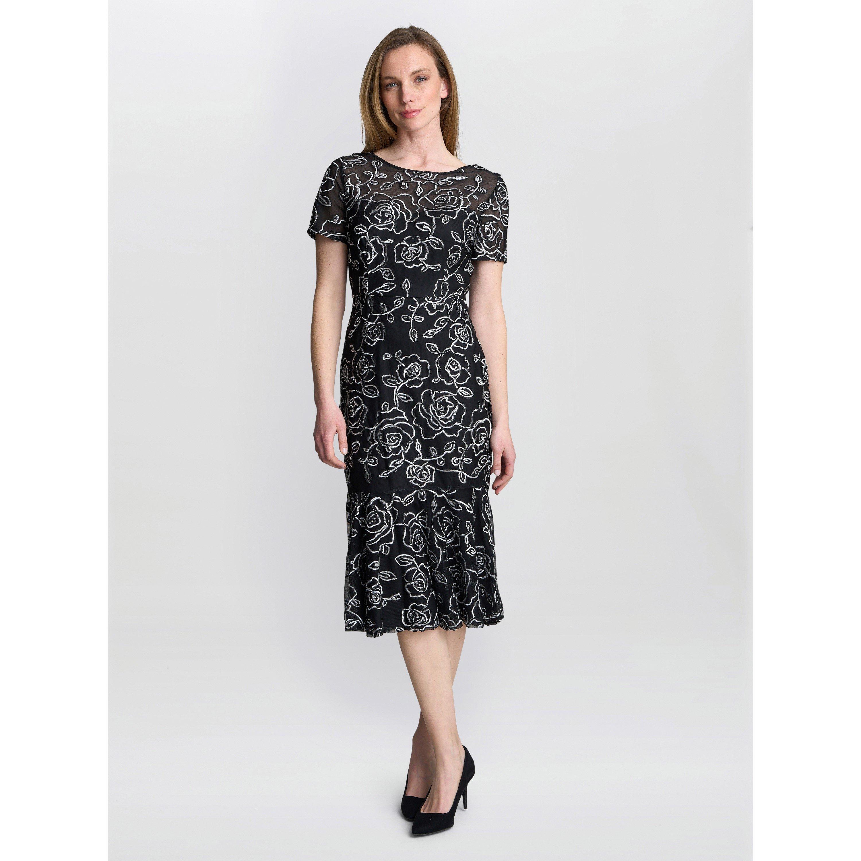 Black / Ivory - Gina Bacconi - Savannah Corded Lace Dress - 2
