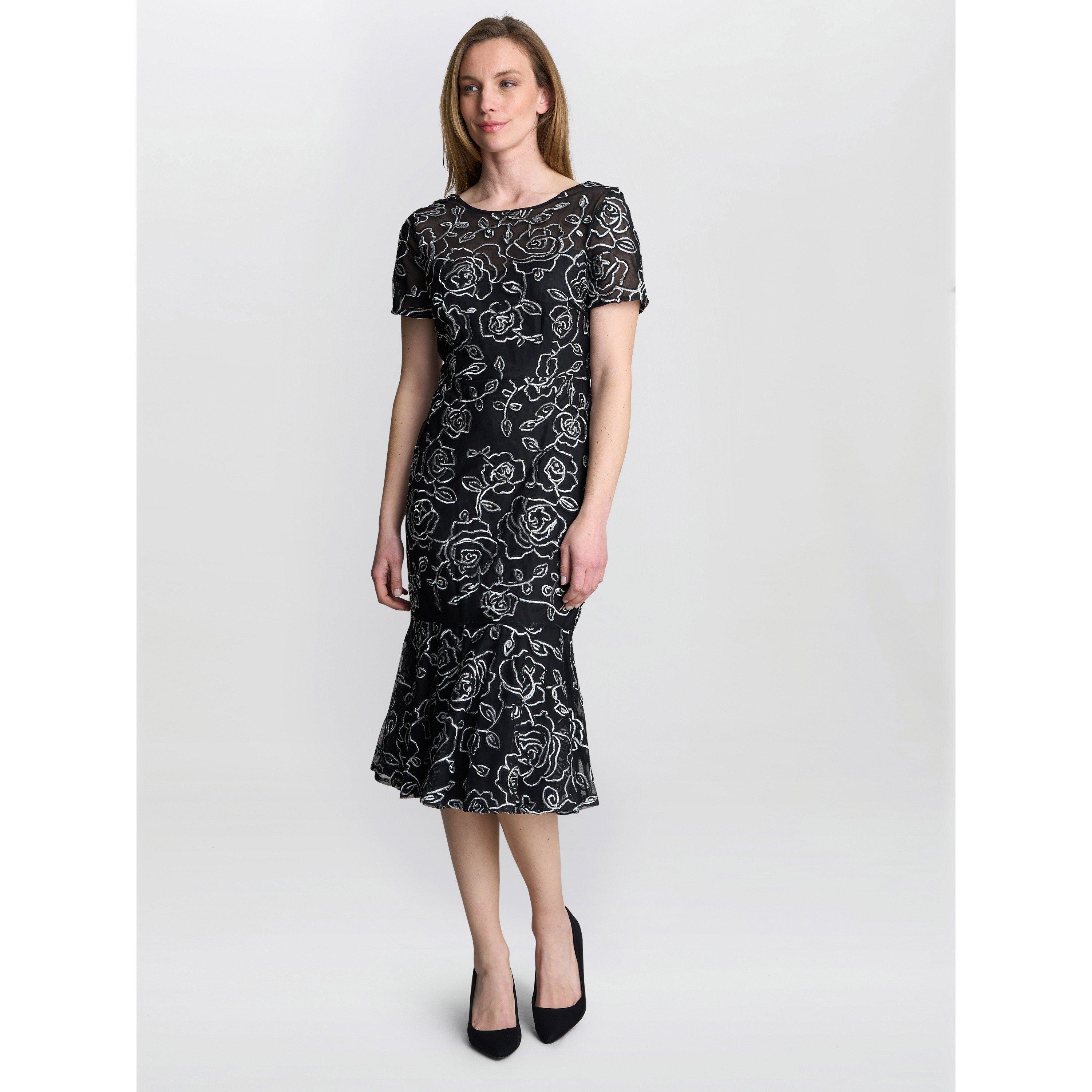 Black / Ivory - Gina Bacconi - Savannah Corded Lace Dress - 4
