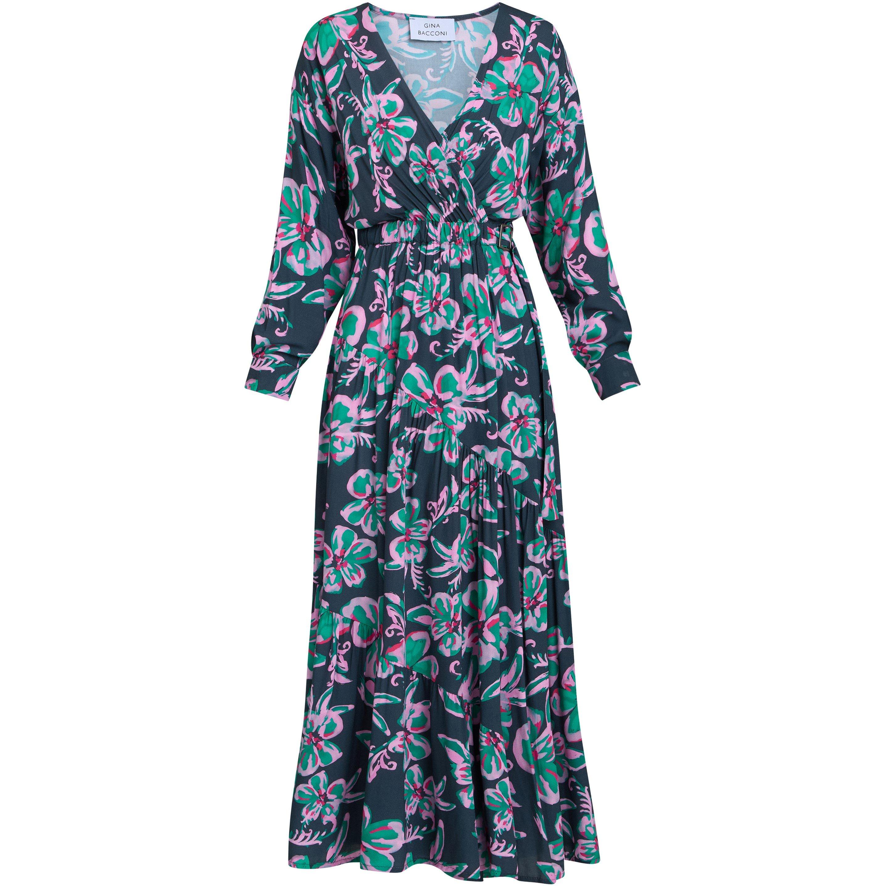 Black / Pink - Gina Bacconi - Women's ROSALEE Belted Fit and Flare Dress - 4
