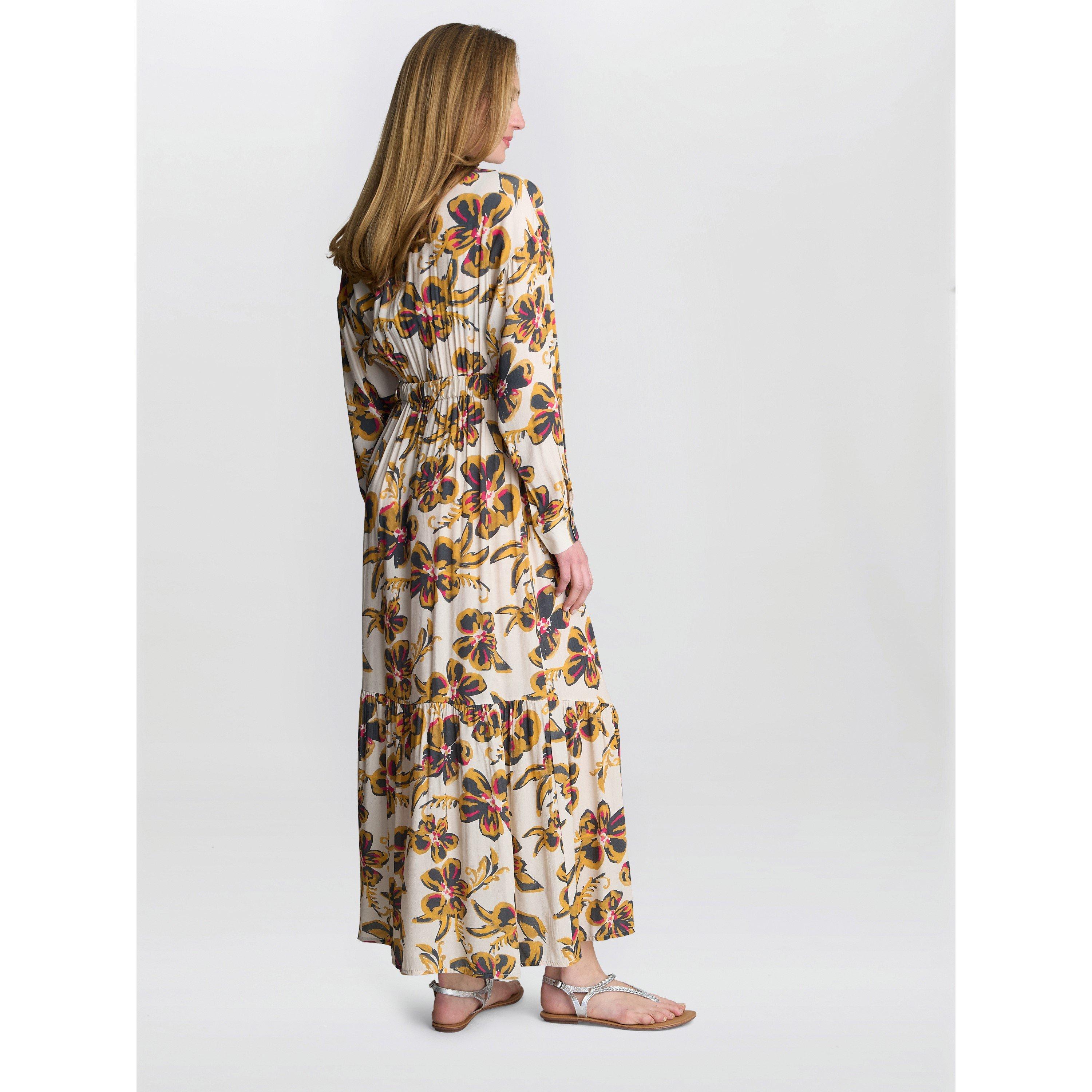 Beige Cream - Gina Bacconi - Women's ROSALEE Belted Fit and Flare Dress - 3