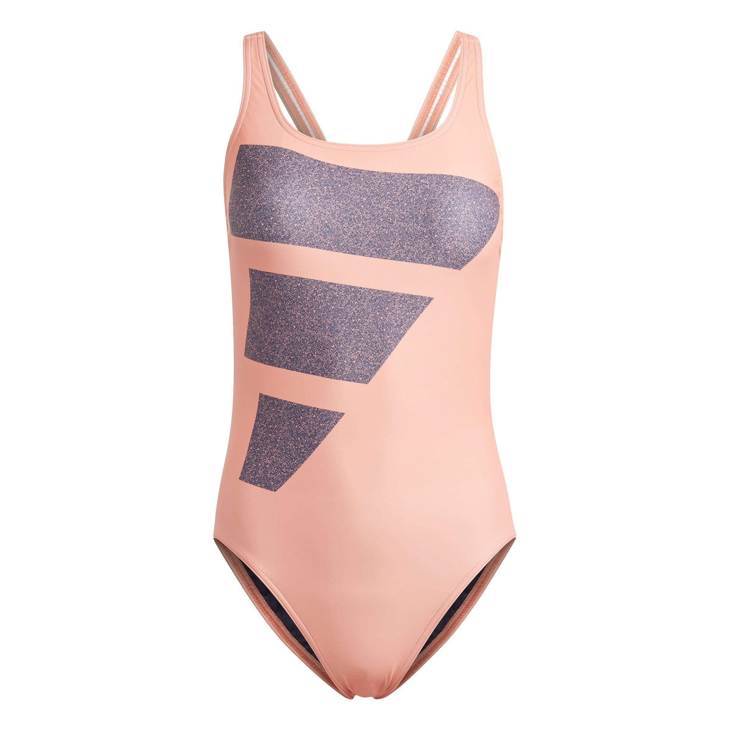 Coral/Navy/Whit - adidas - Big Bars Swimsuit - 1