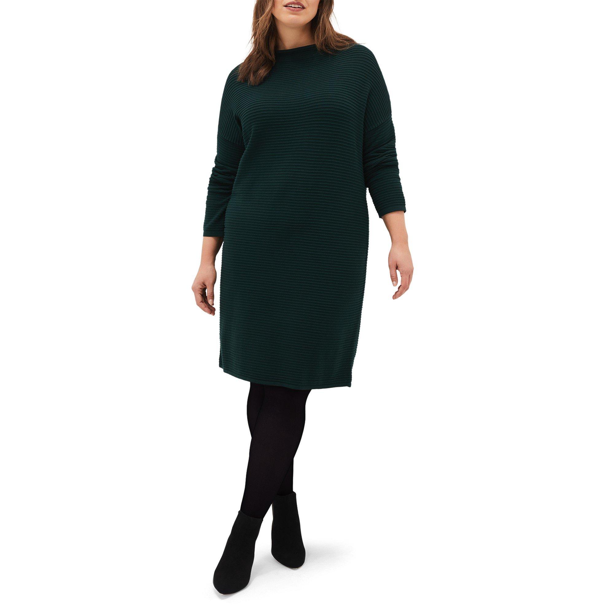Forest Green - Phase Eight - Azera Plain Textured Knit Dress - 3