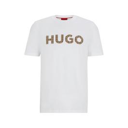 Hugo Houndstooth Logo Regular-Fit T-Shirt