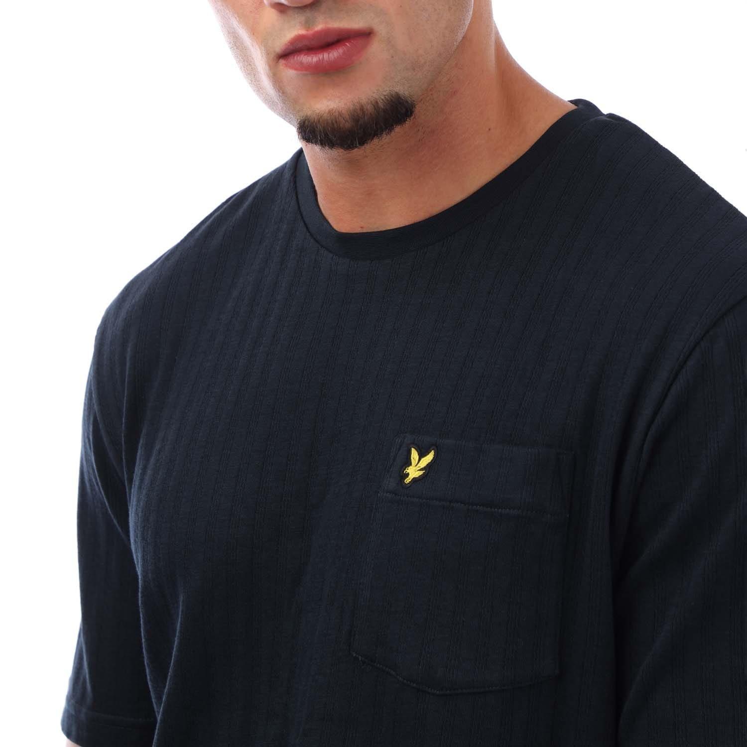 Navy - Lyle and Scott - Textured Stripe T-Shirt - 2