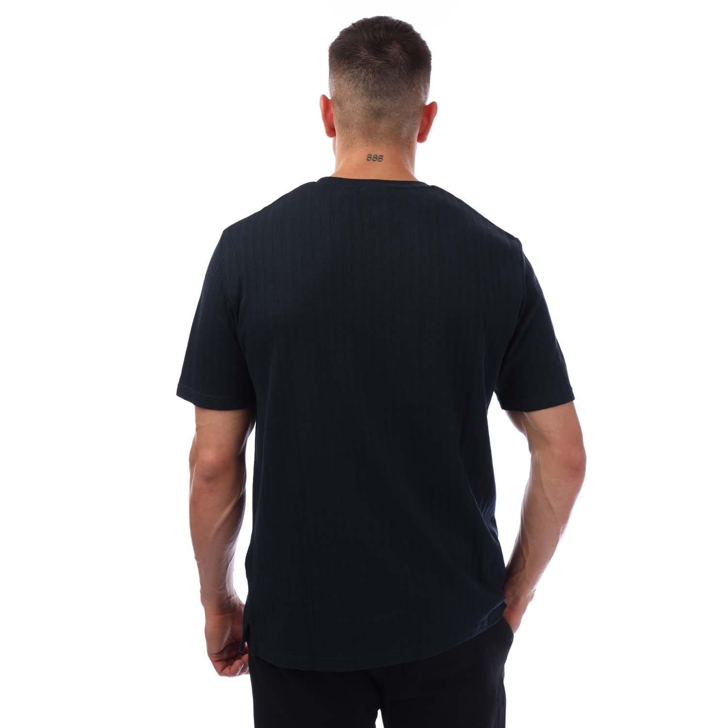 Navy - Lyle and Scott - Textured Stripe T-Shirt - 3