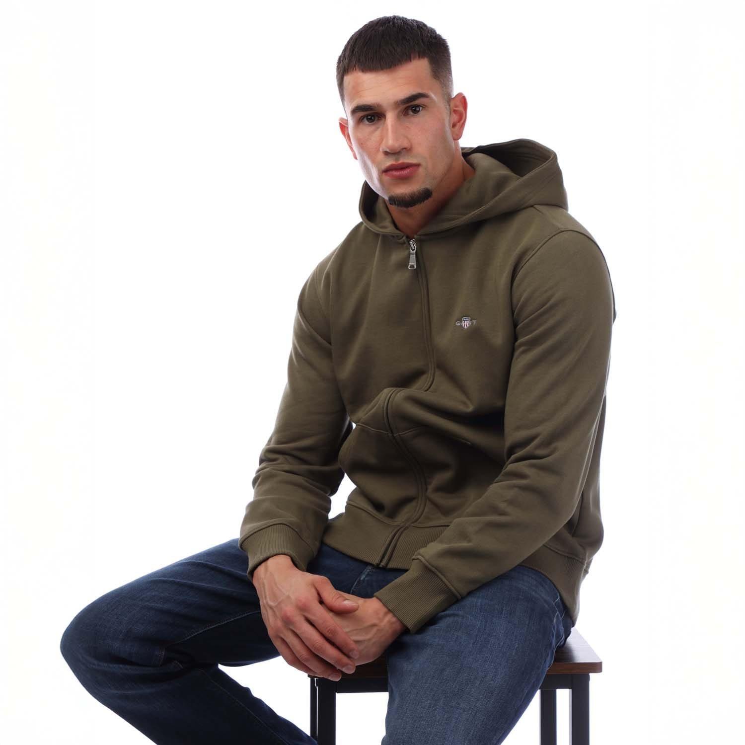 Green - Gant - Shield Logo Full Zip Hoodie - 4