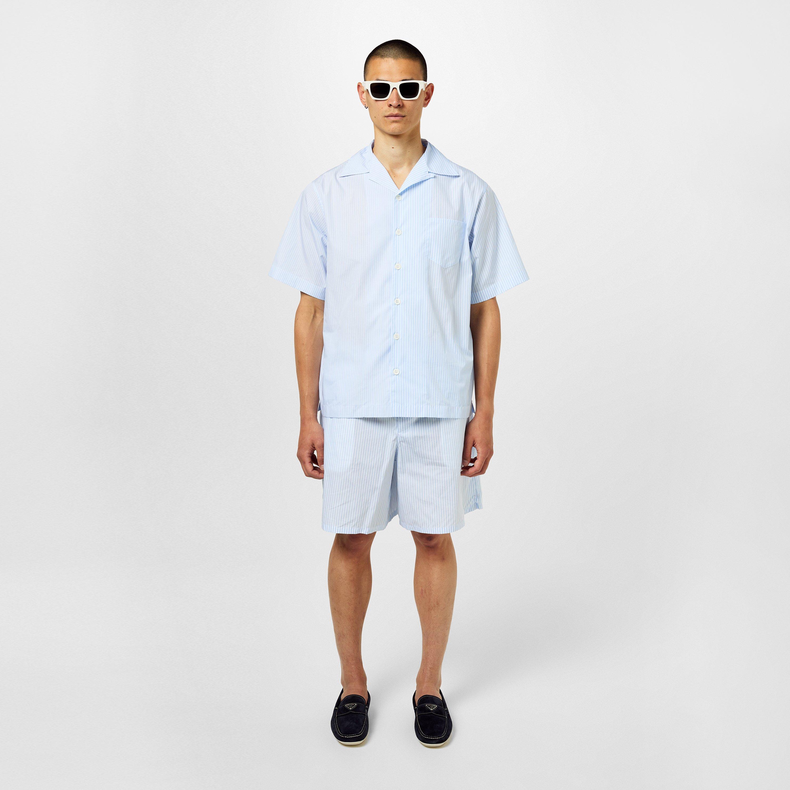 White/Blue - Prada - Striped Cotton Shirt - 6