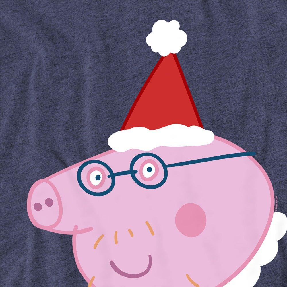 Navy - Hasbro - Peppa Pig Daddy Pig Santa Hat T Shirt Navy - 2