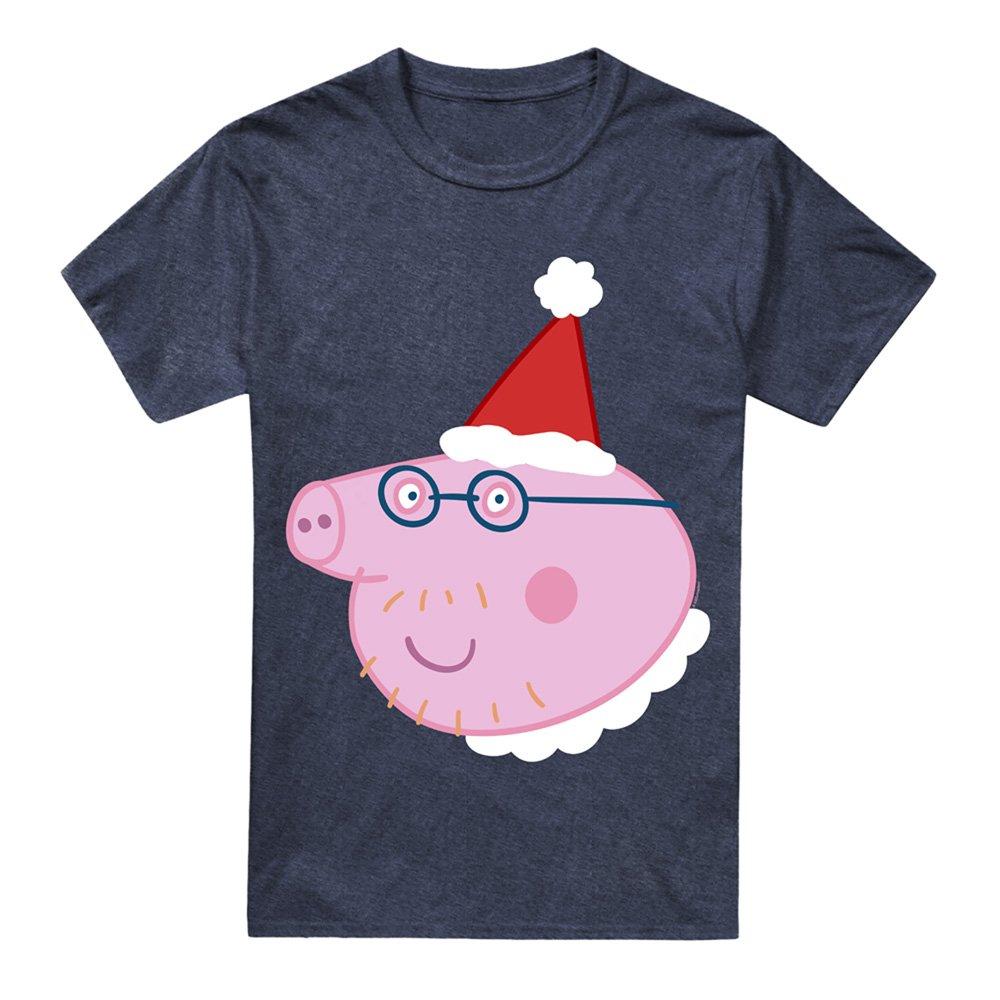 Navy - Hasbro - Peppa Pig Daddy Pig Santa Hat T Shirt Navy - 4