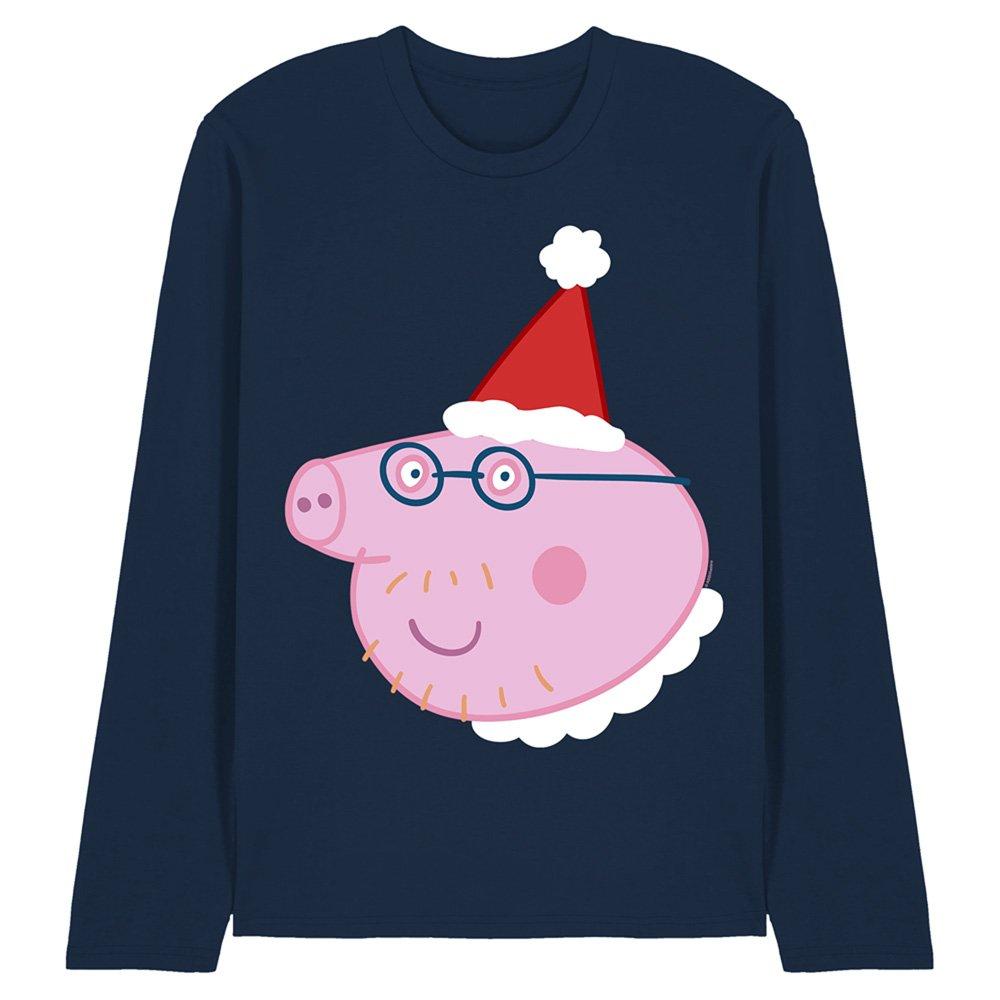 Navy - Hasbro - Peppa Pig Daddy Pig Santa Hat Long Sleeve T-Shirt - 1