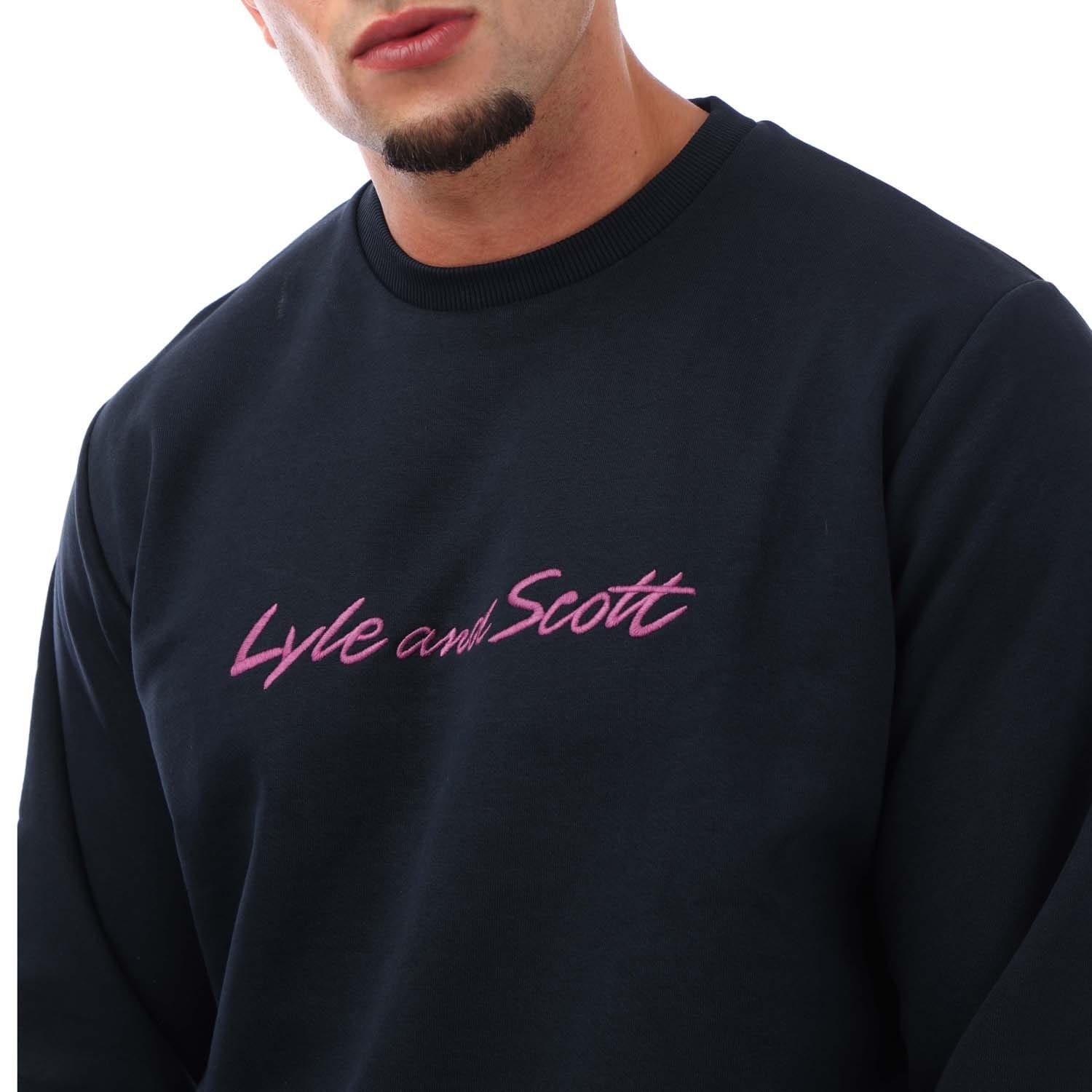 Navy - Lyle and Scott - Script Sweatshirt - 2