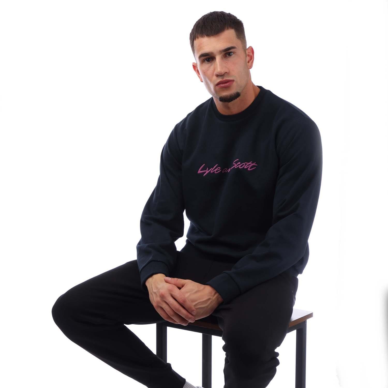 Navy - Lyle and Scott - Script Sweatshirt - 4