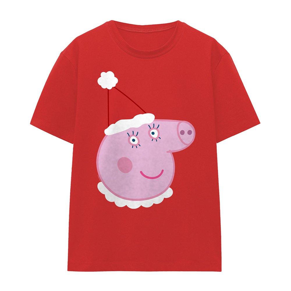 Red - Hasbro - Peppa Pig Mummy Pig Santa Hat T-Shirt Red - 4