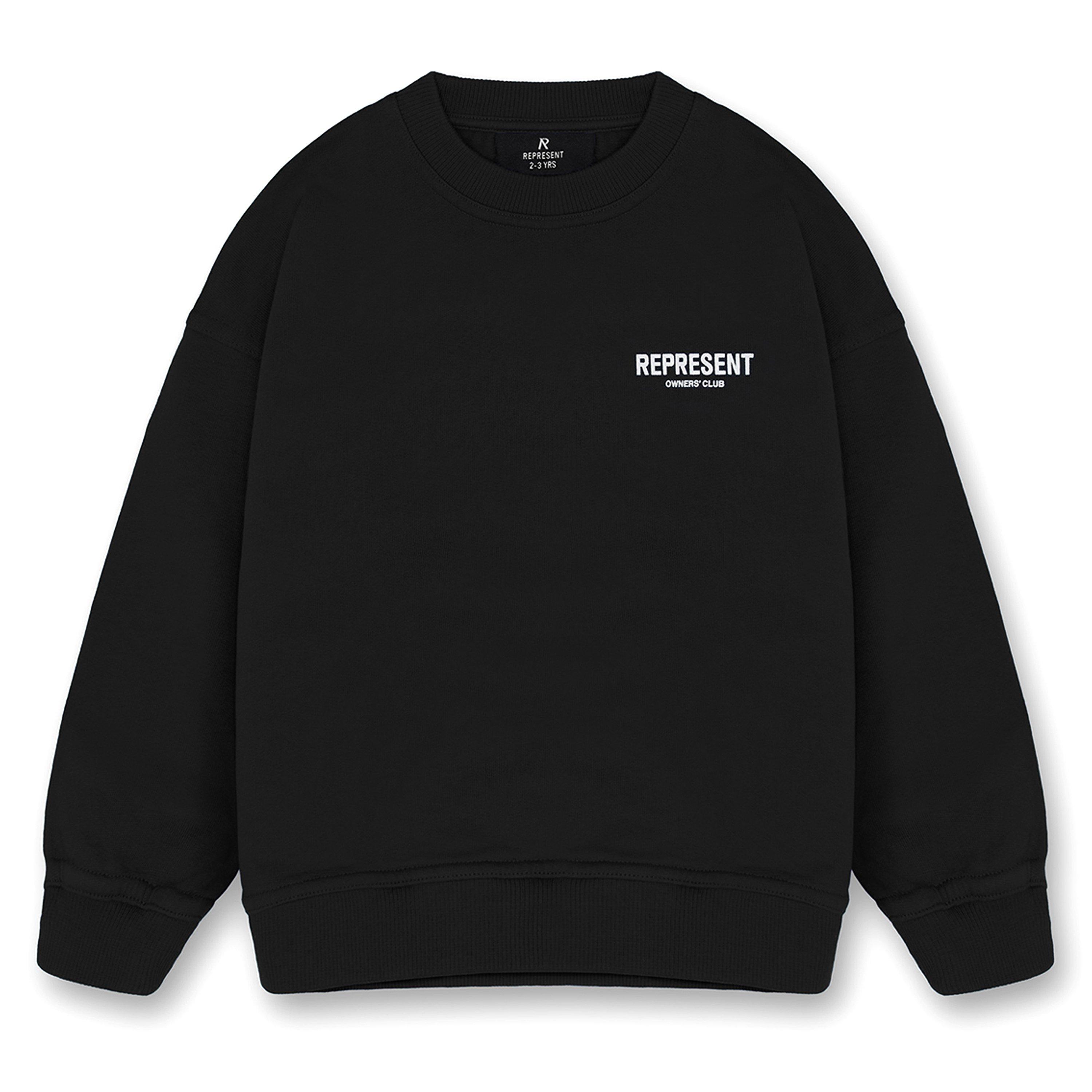 Black - Represent - Unisex Kids Mini Owners Club Cotton Long Sleeve Oversized Fit Crew Sweatshirt - 1