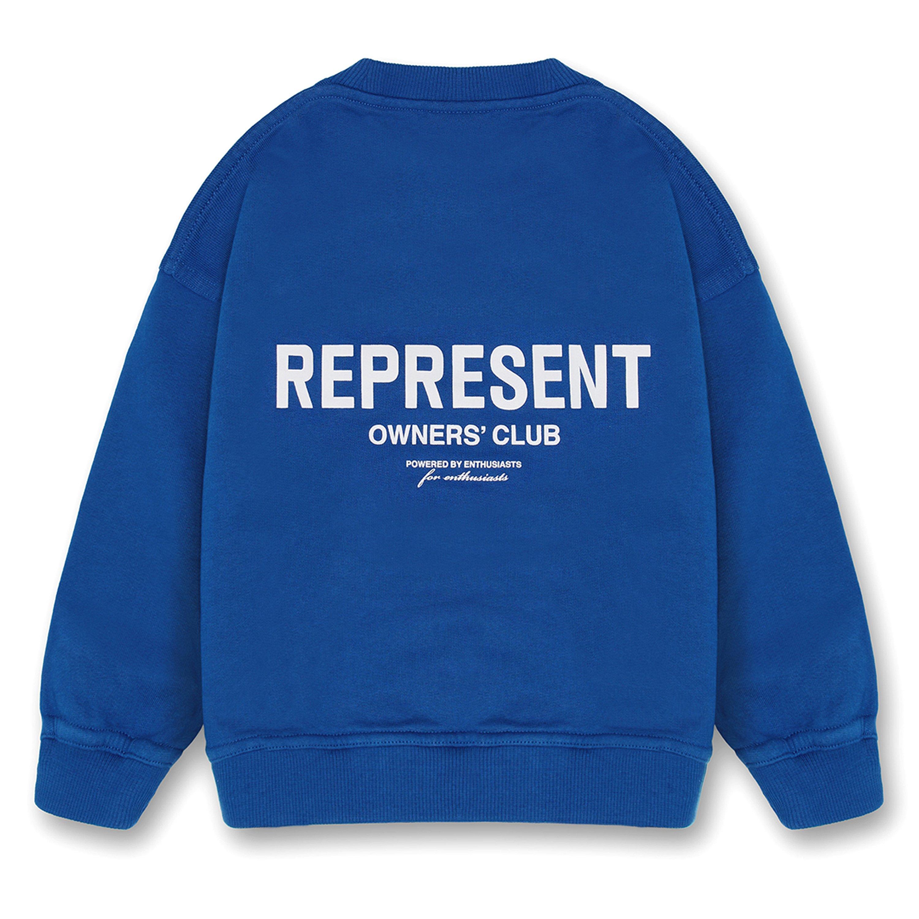 Cobalt Blue - Represent - Unisex Kids Mini Owners Club Cotton Long Sleeve Oversized Fit Crew Sweatshirt - 2