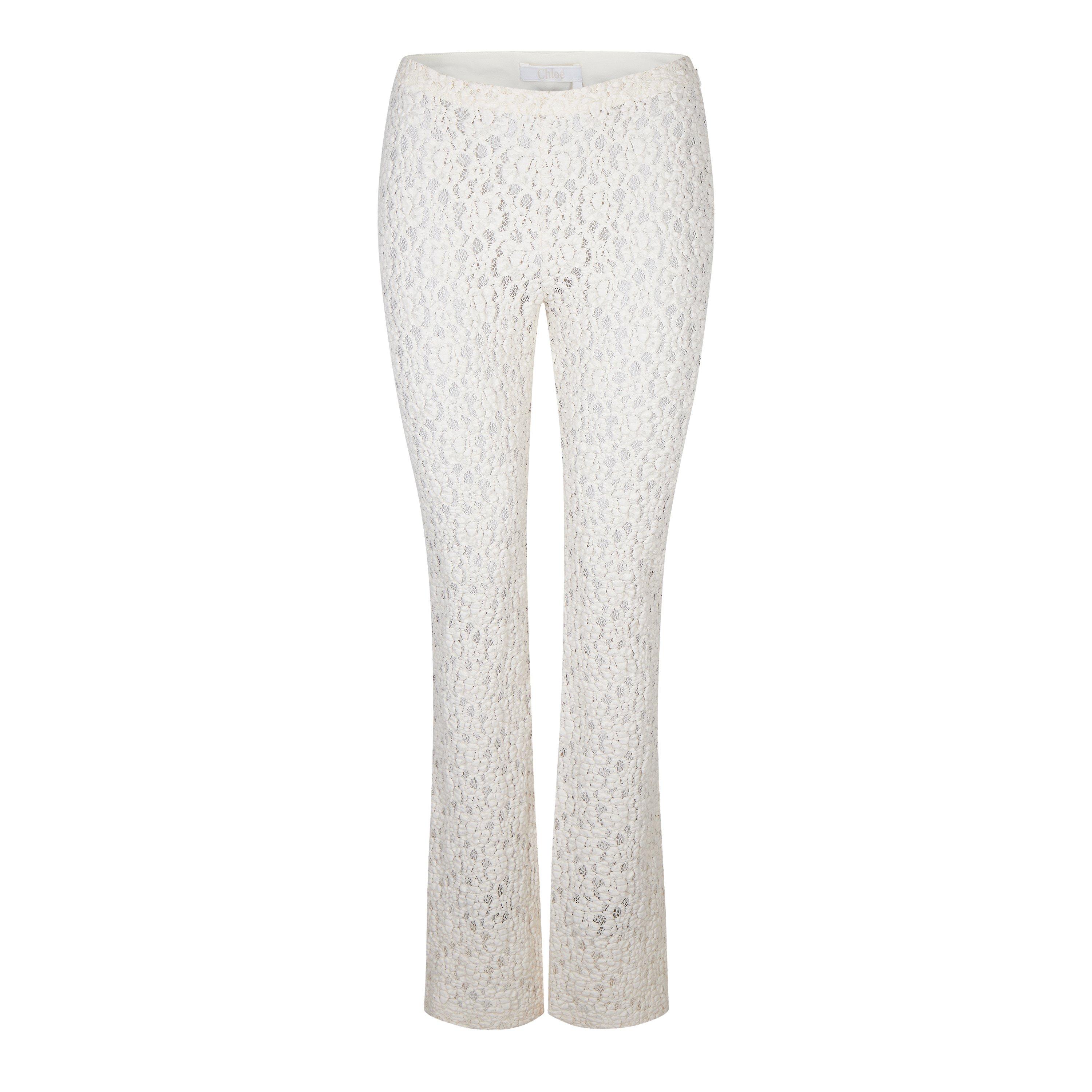 Dusty White - Chloe - Women's Lace Flared Trousers - 1