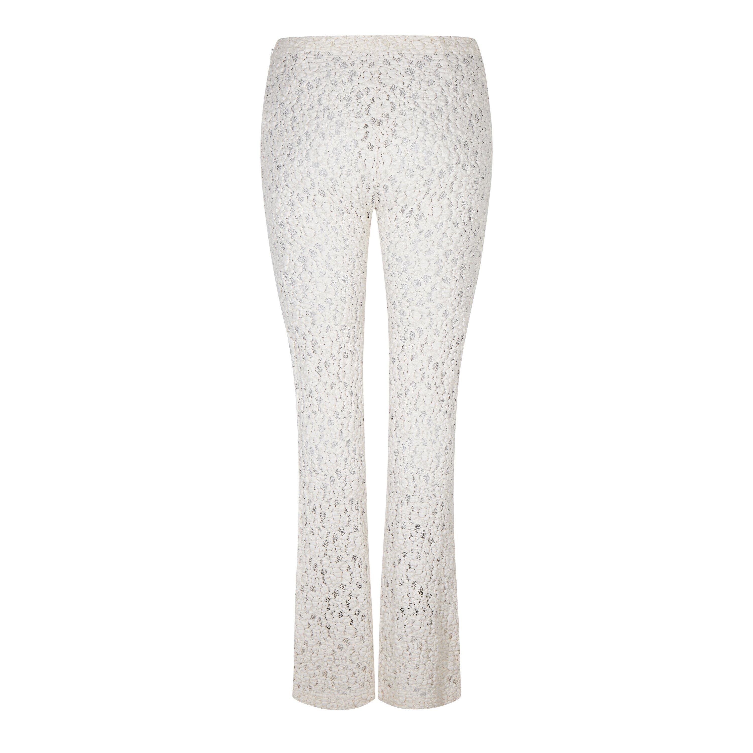 Dusty White - Chloe - Women's Lace Flared Trousers - 2
