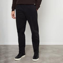 Threadbare Cotton Straight Leg Pleated Chino Trousers With St